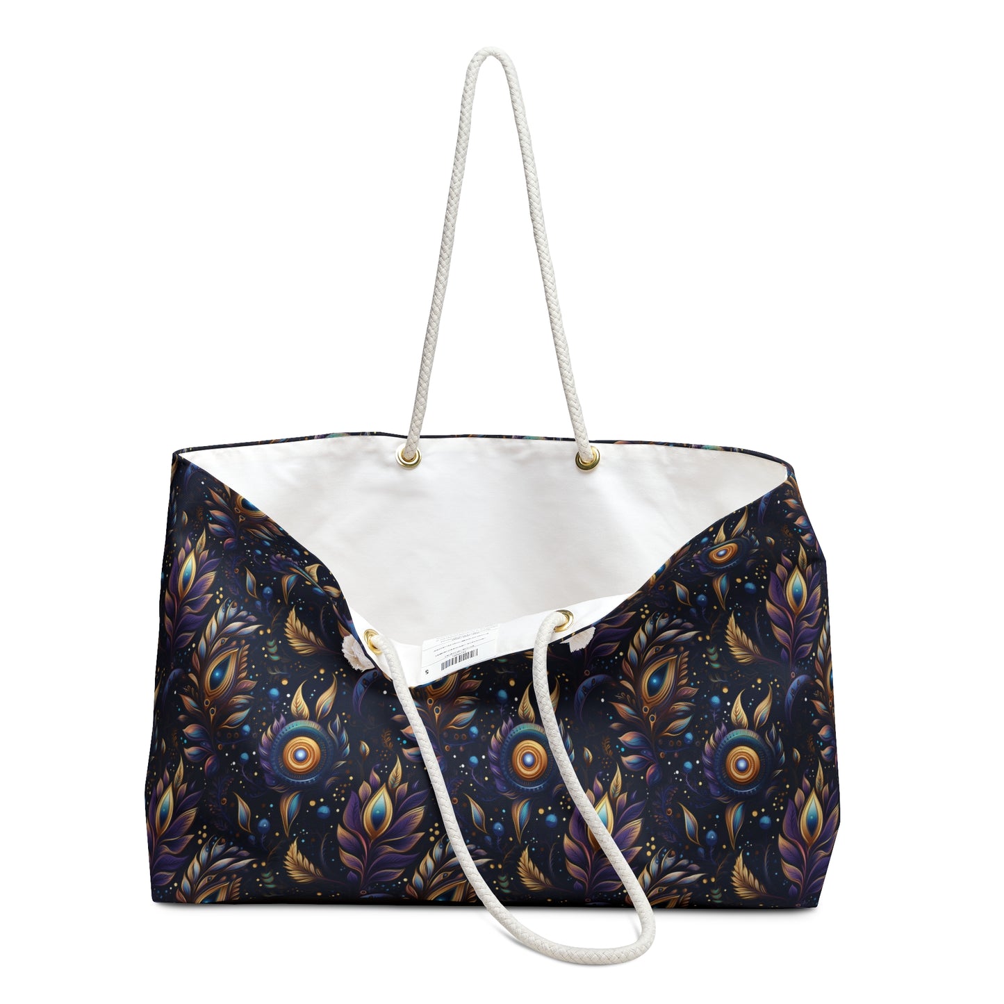 Mystical Enchanted Leaves and Celestial Stars - Weekender Oversized Canvas Tote Bag 24" × 13"