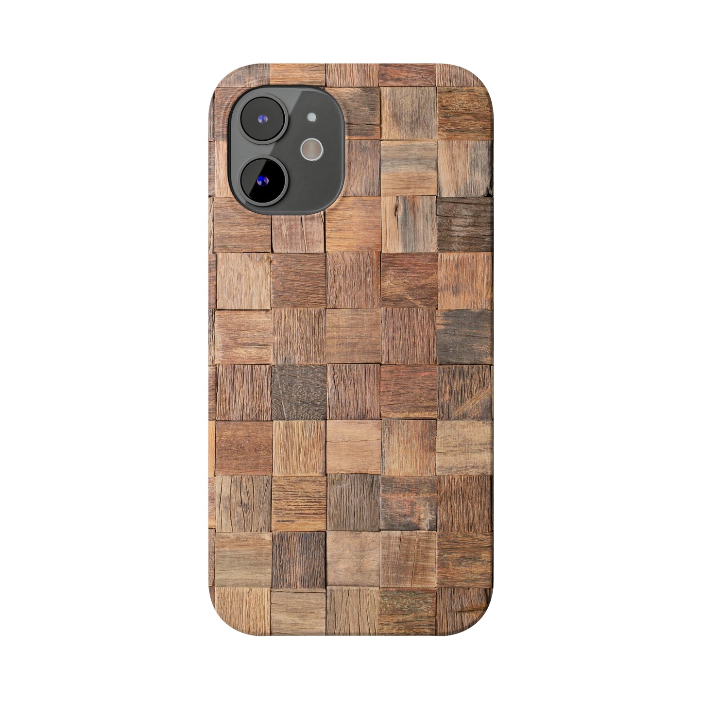 Organic Elegance Natural Woven Wood Design Design Iphone 15-12 Slim Phone Case