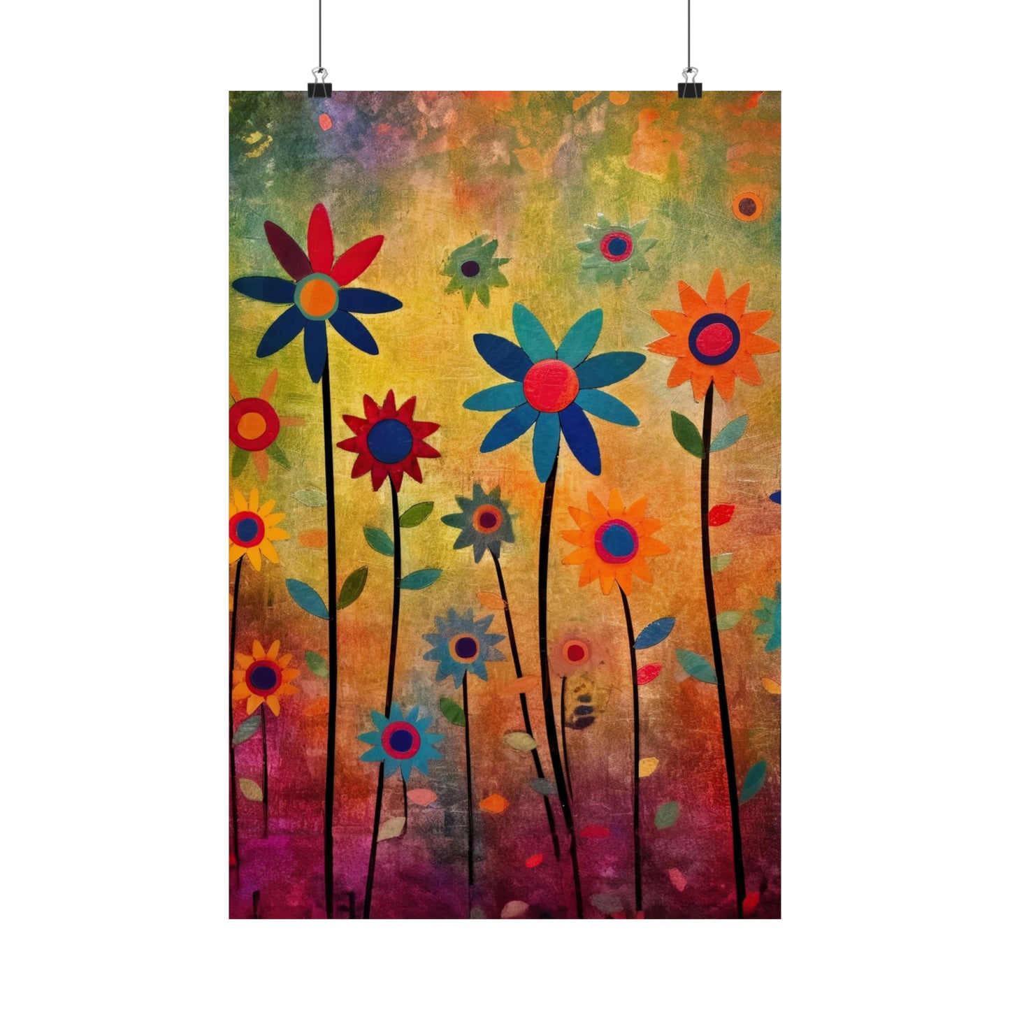 Earthy Elegance: Boho Flower Garden Print on Matte Poster  - 4 Sizes