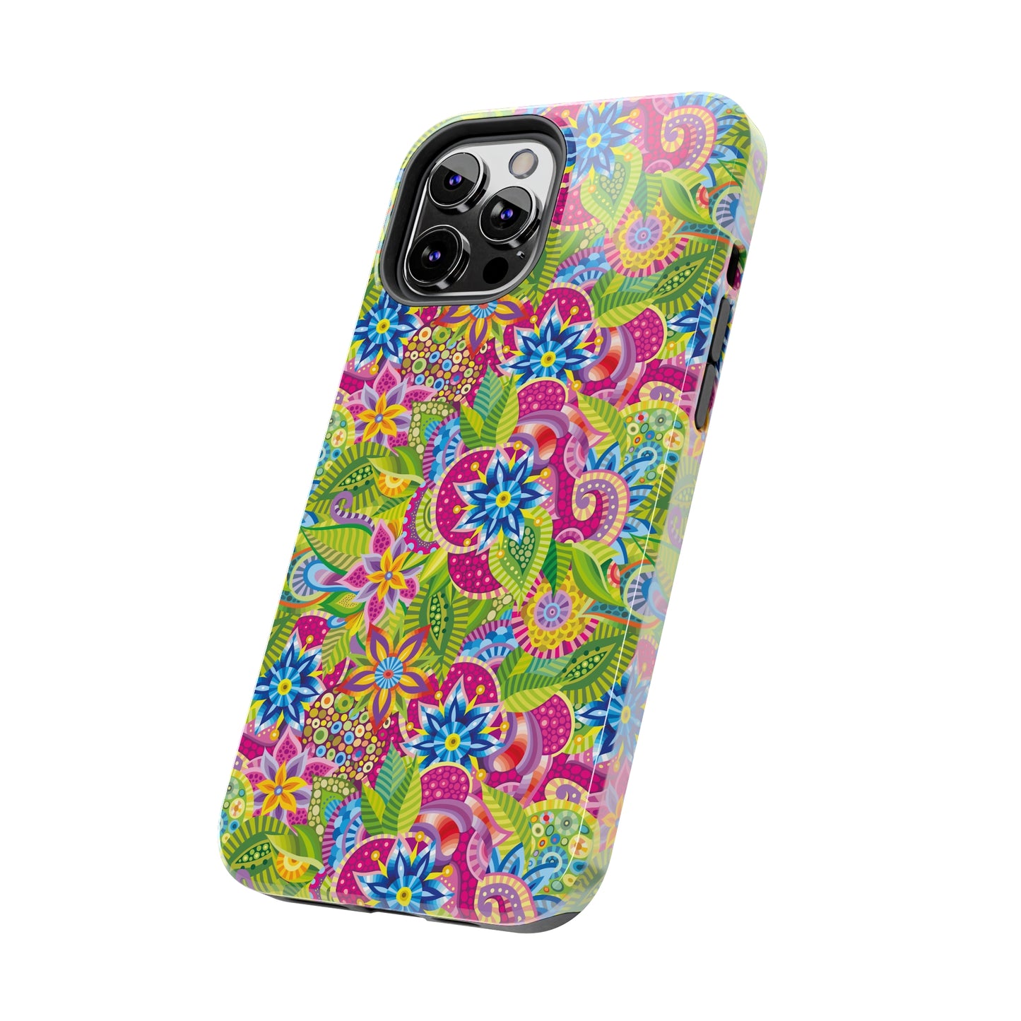 Vibrant Array of Abstract Flowers and Paisley in Rainbow Hues Iphone Tough Phone Case