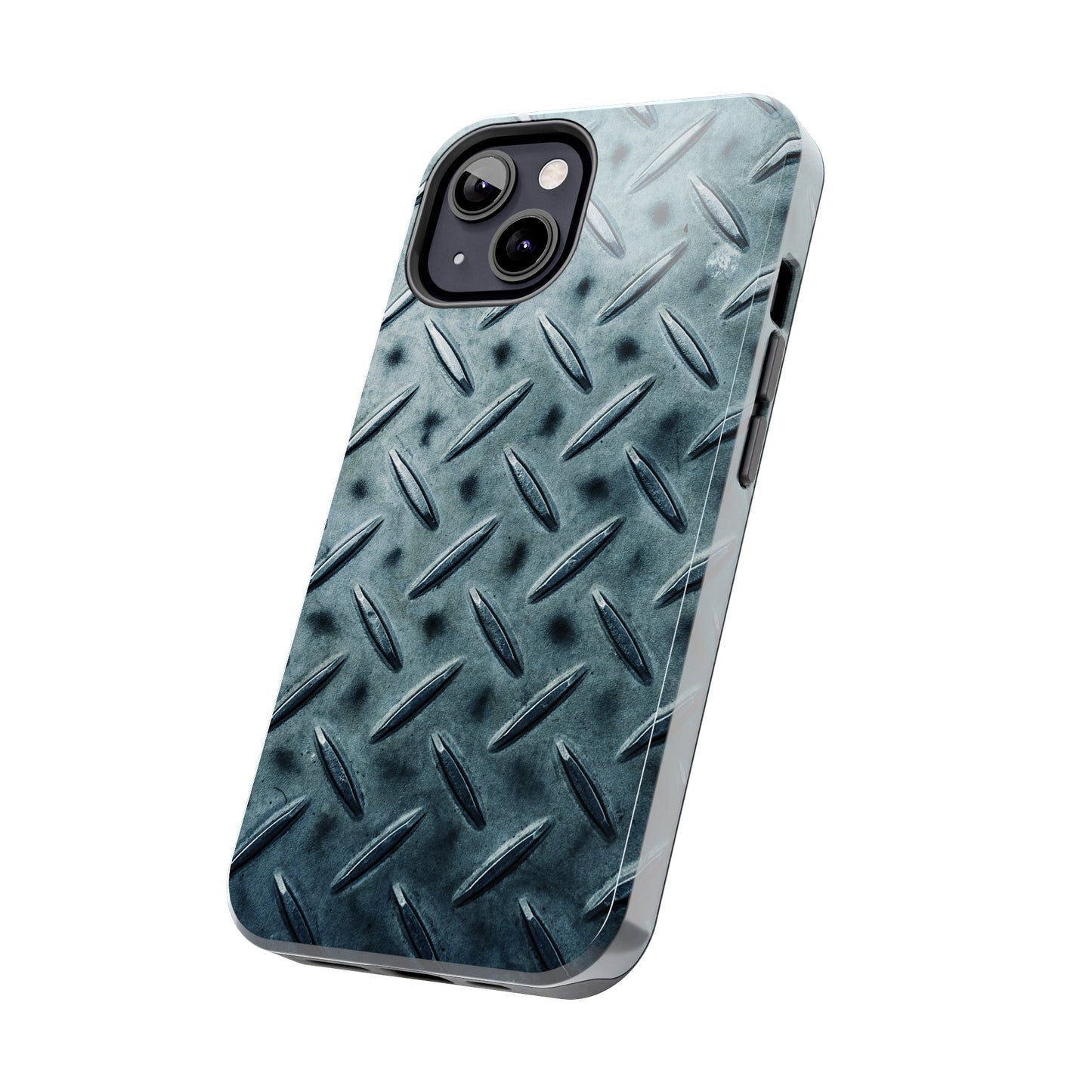 Blue Steel Diamond Plate Design Iphone Tough Phone Case