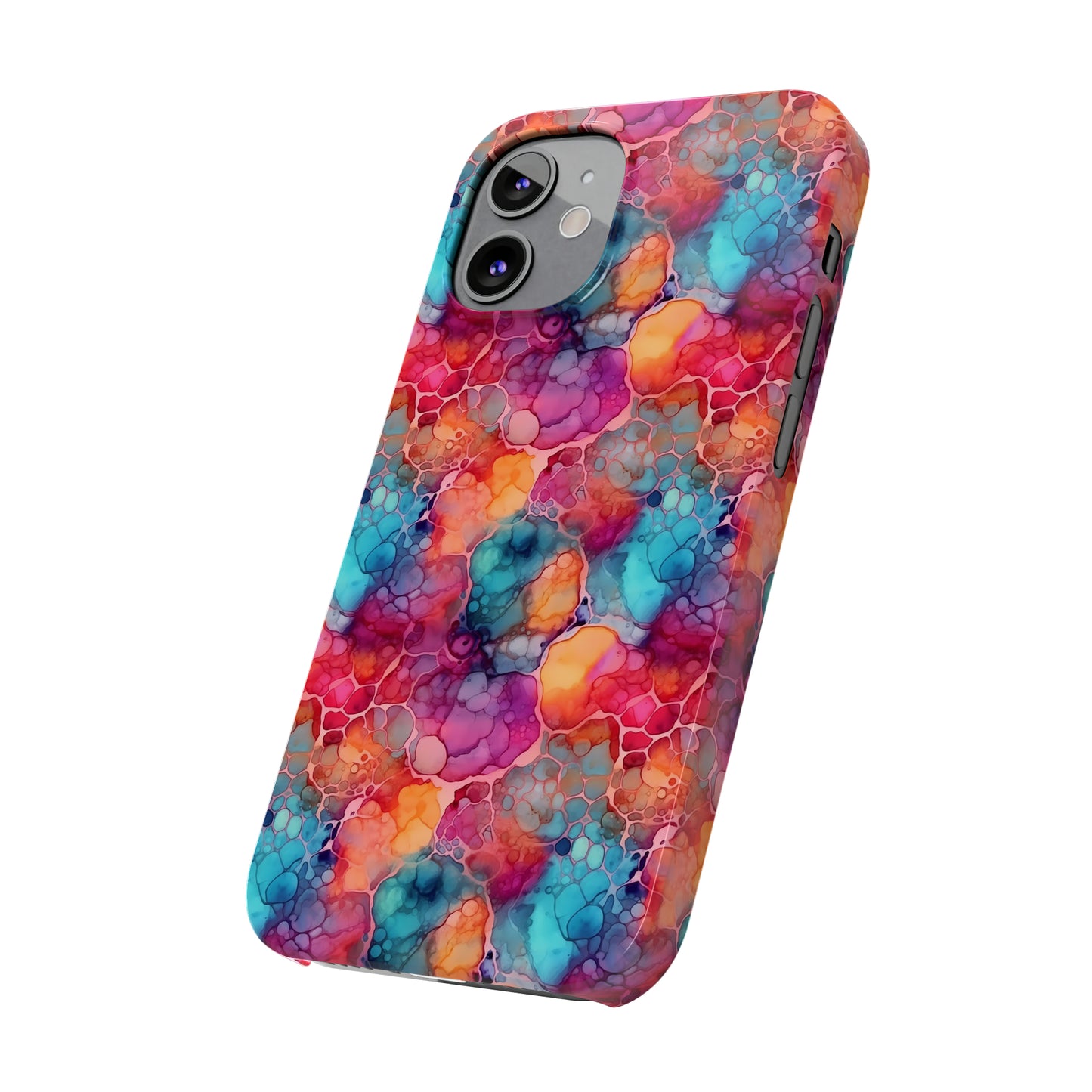 Rainbow Alcohol Ink Design Iphone 15-12 Slim Phone Case