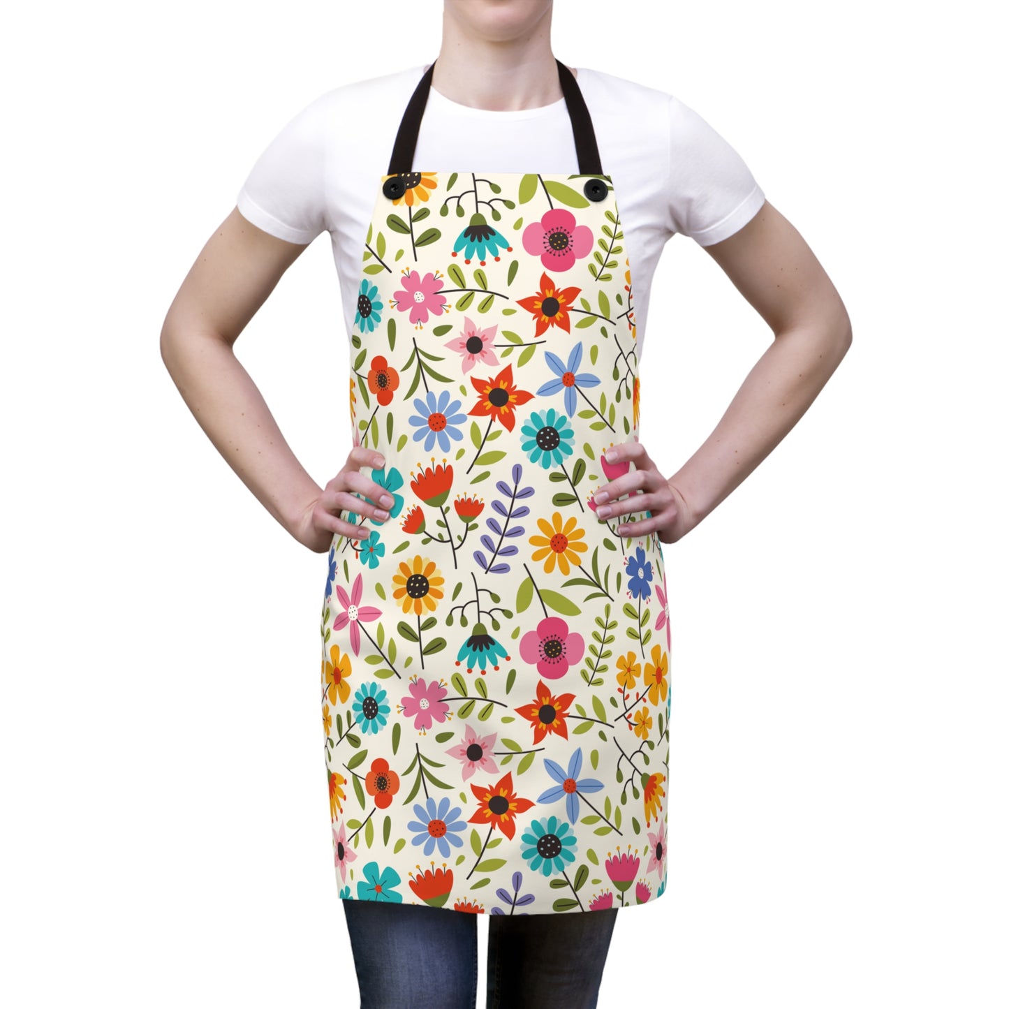 Bright Colored Springtime Flowers - Kitchen Chef Apron