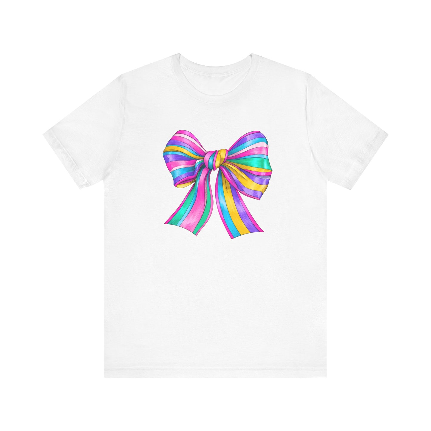 Coquette Bow Rainbow Stripes Jersey Short Sleeve T-shirt