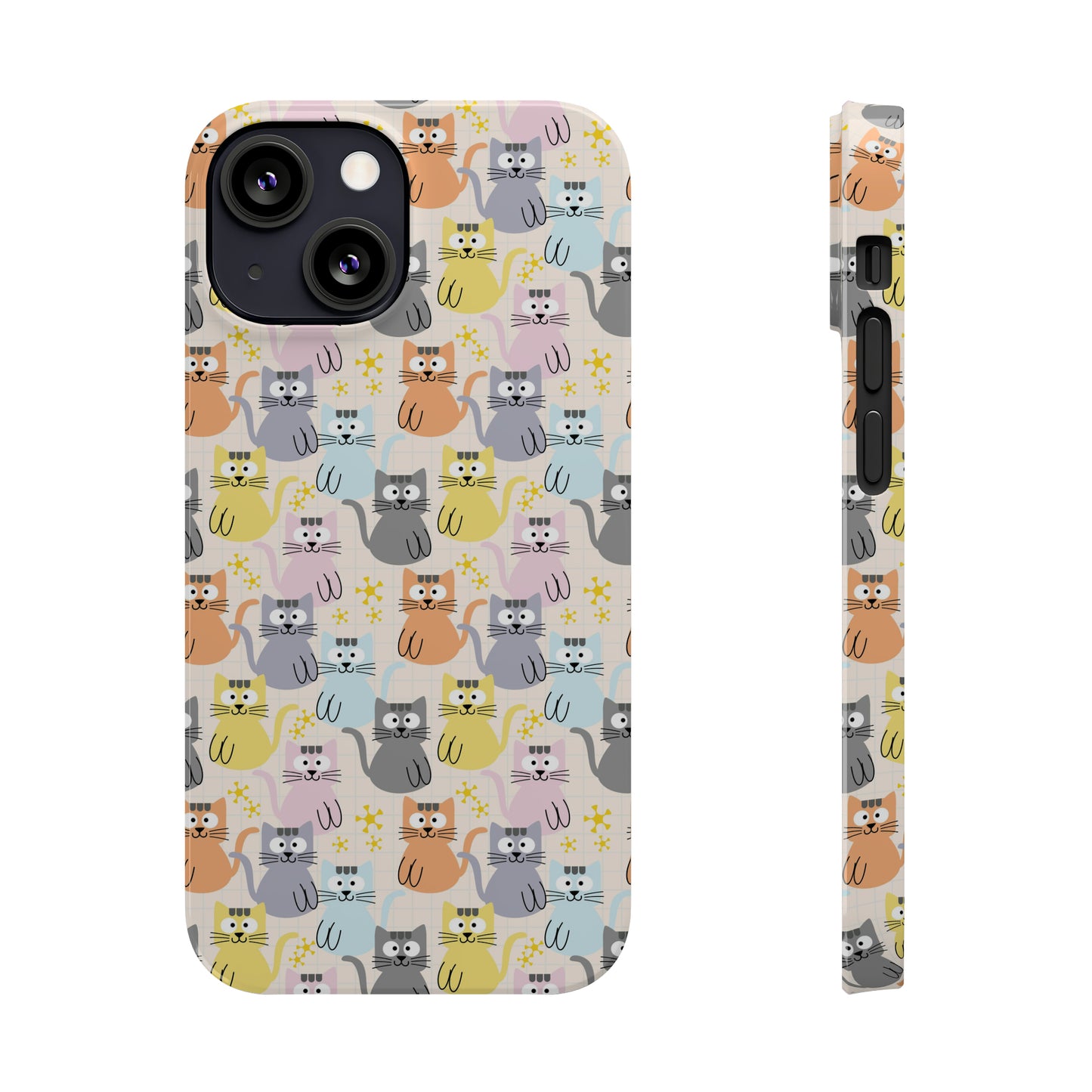 Adorable Cartoon Kitties: Pastel-Colored and Overflowing with Cuteness Iphone 15-12 Slim Phone Case