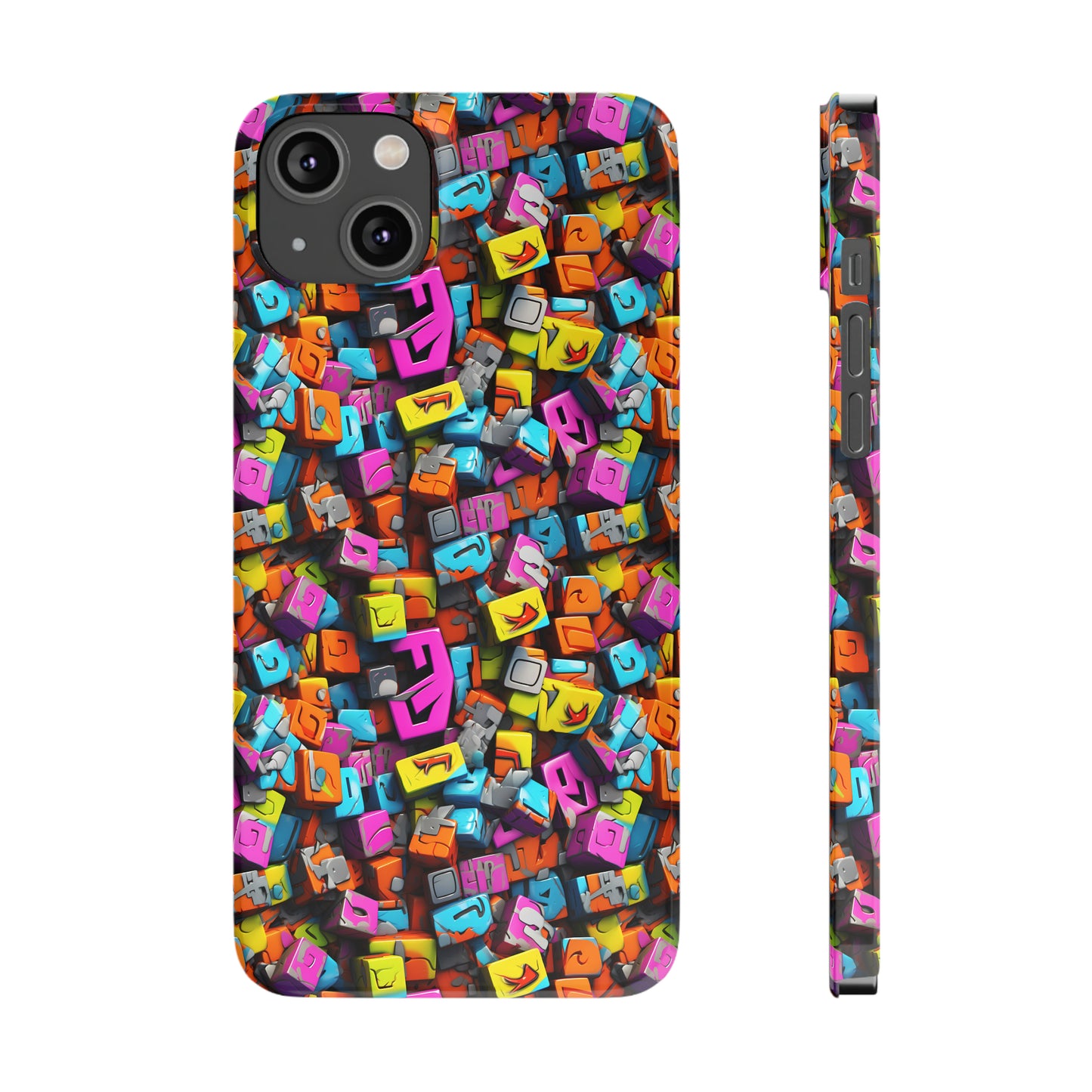 3D Abstract Colorful Block Design Iphone 15-12 Slim Phone Case