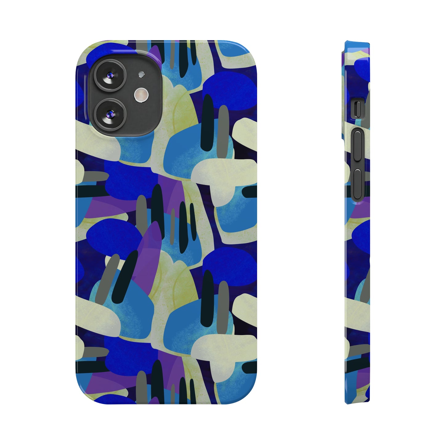 Blue, Purple and Green Abstract Design Iphone 15-12 Slim Phone Case