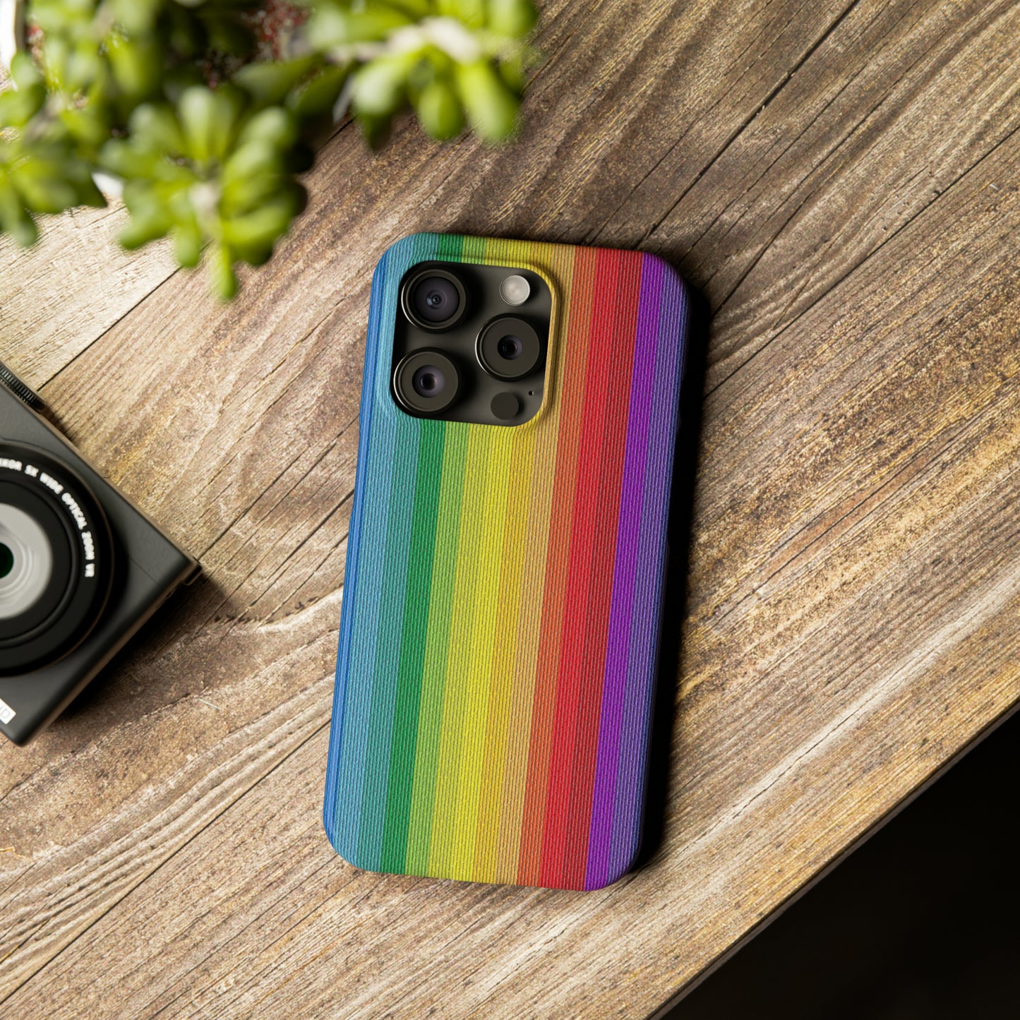 Rainbow Stripe Design Iphone 15-12 Slim Phone Case