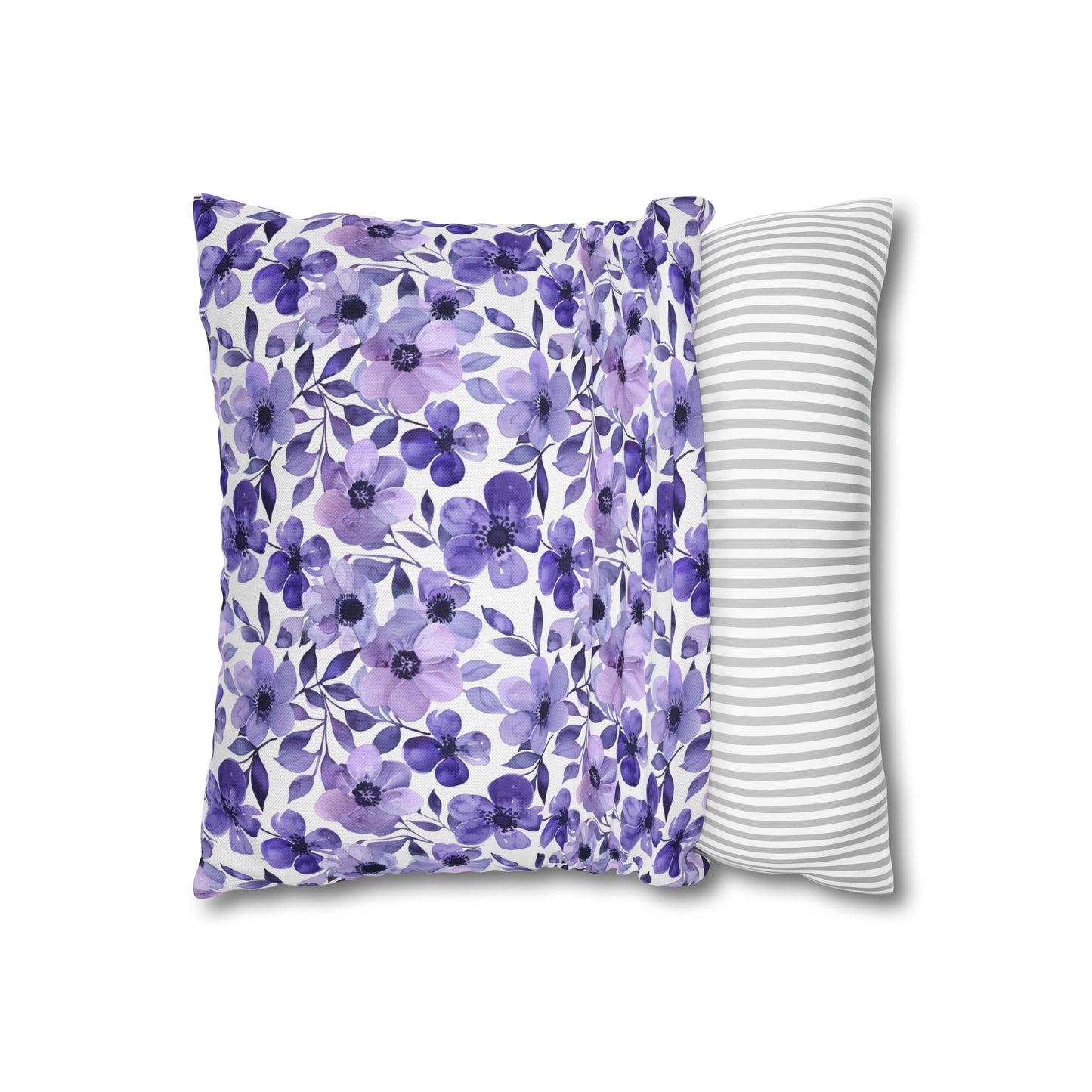 Elegant Purple Watercolor Blossoms Spun Polyester Square Pillowcase 4 Sizes