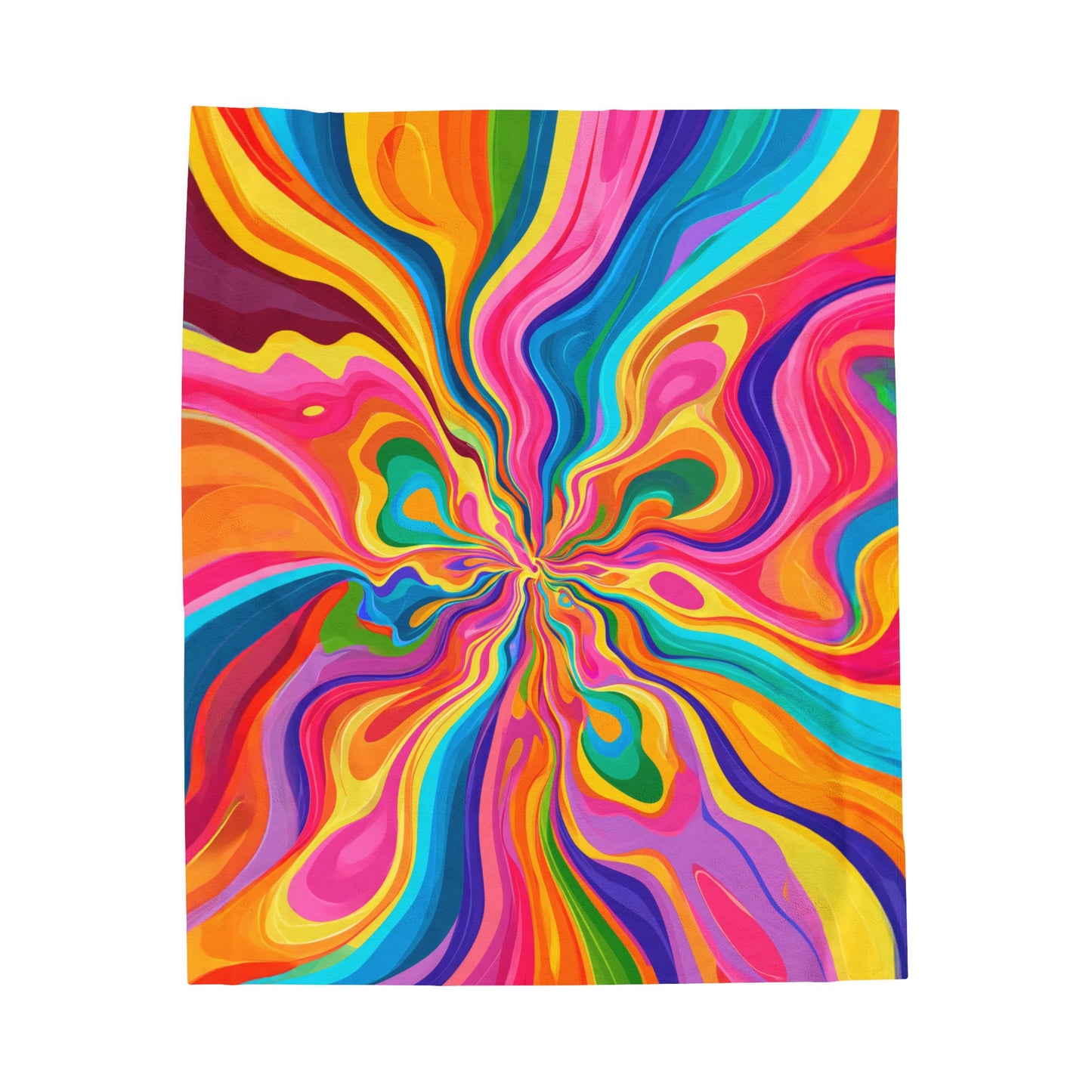 Color Rainbow Fusion Swirl Velveteen Plush Blanket 3 Sizes