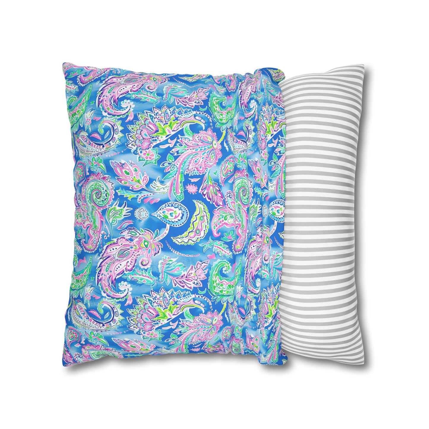 Pastel Paisley Whimsy: Delicate Design in Soft Hues Spun Polyester Square Pillowcase 4 Sizes