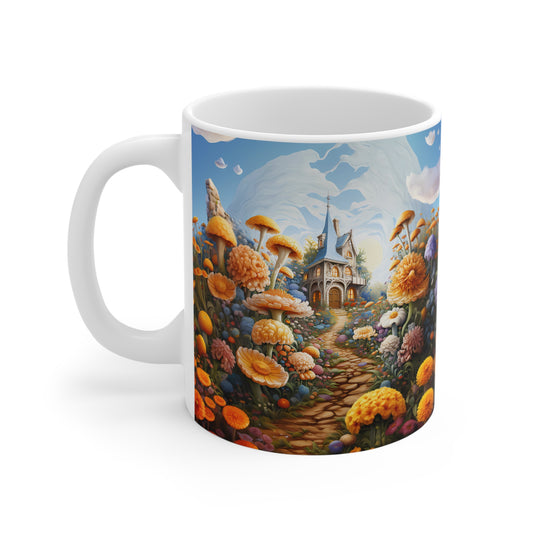 Sunflower Mushroom Cottagecore Fairy House 11oz Coffee Mug