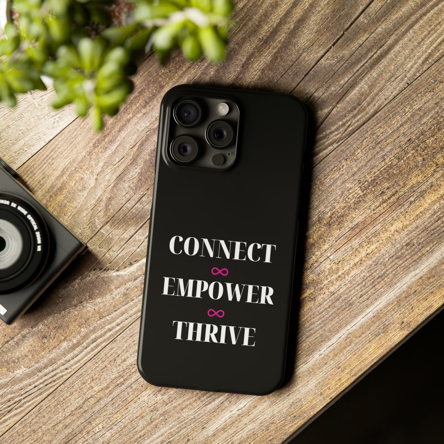 Black - Connect - Empower - Iphone 15-12 Slim Phone Case