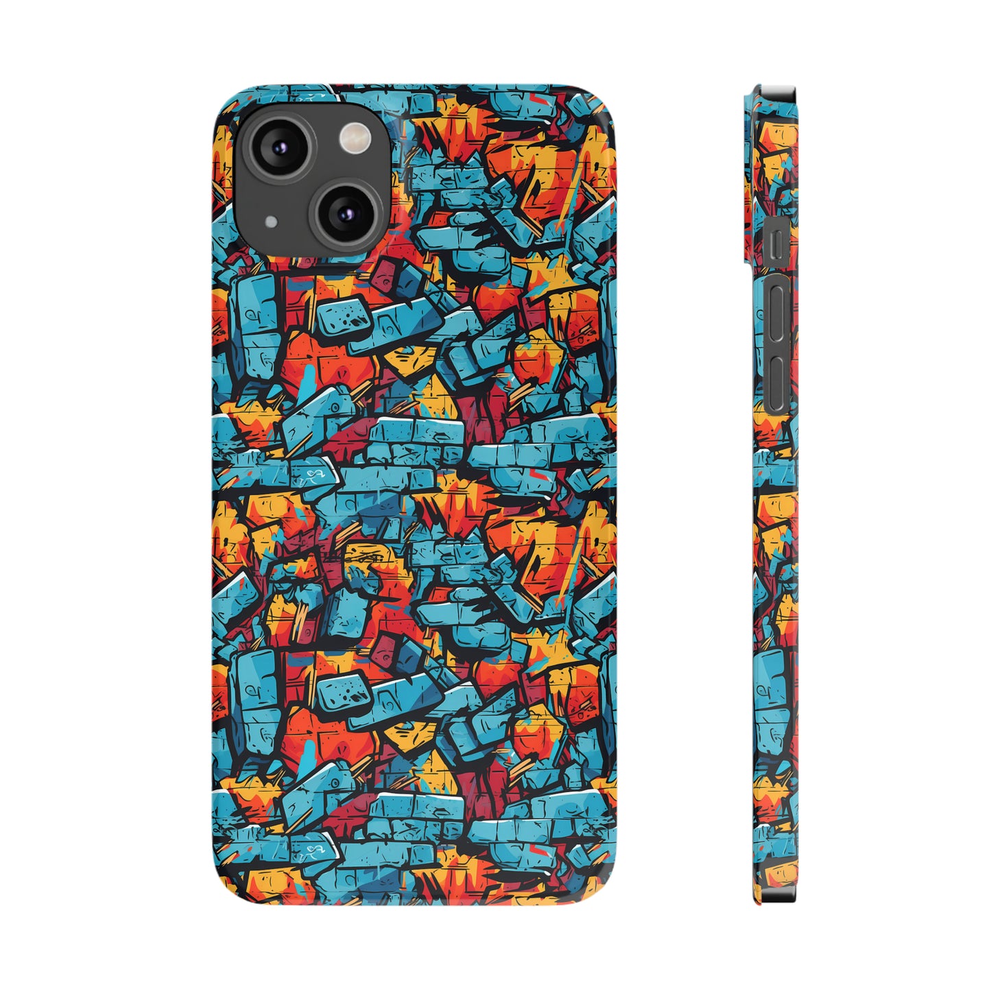 3D Brick Wall Graffiti Design Iphone 15-12 Slim Phone Case