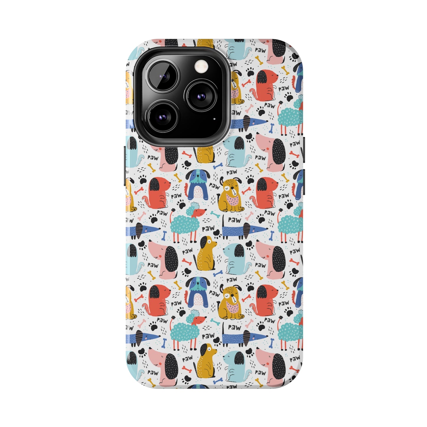 Playful Pups: Colorful Cartoon Dogs Iphone Tough Phone Case