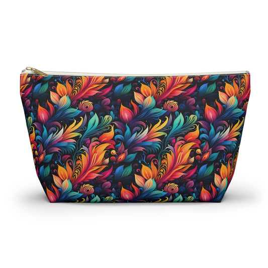 Mystical Neon Flowers and Leaves  - Makeup & Accessory Bag 2 Sizes