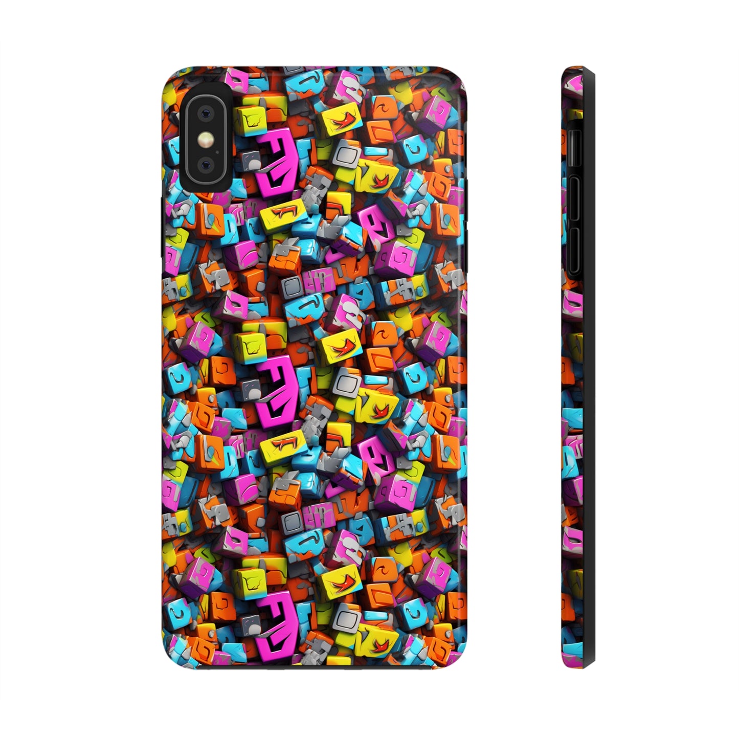 3D Abstract Colorful Block Design Iphone Tough Phone Case