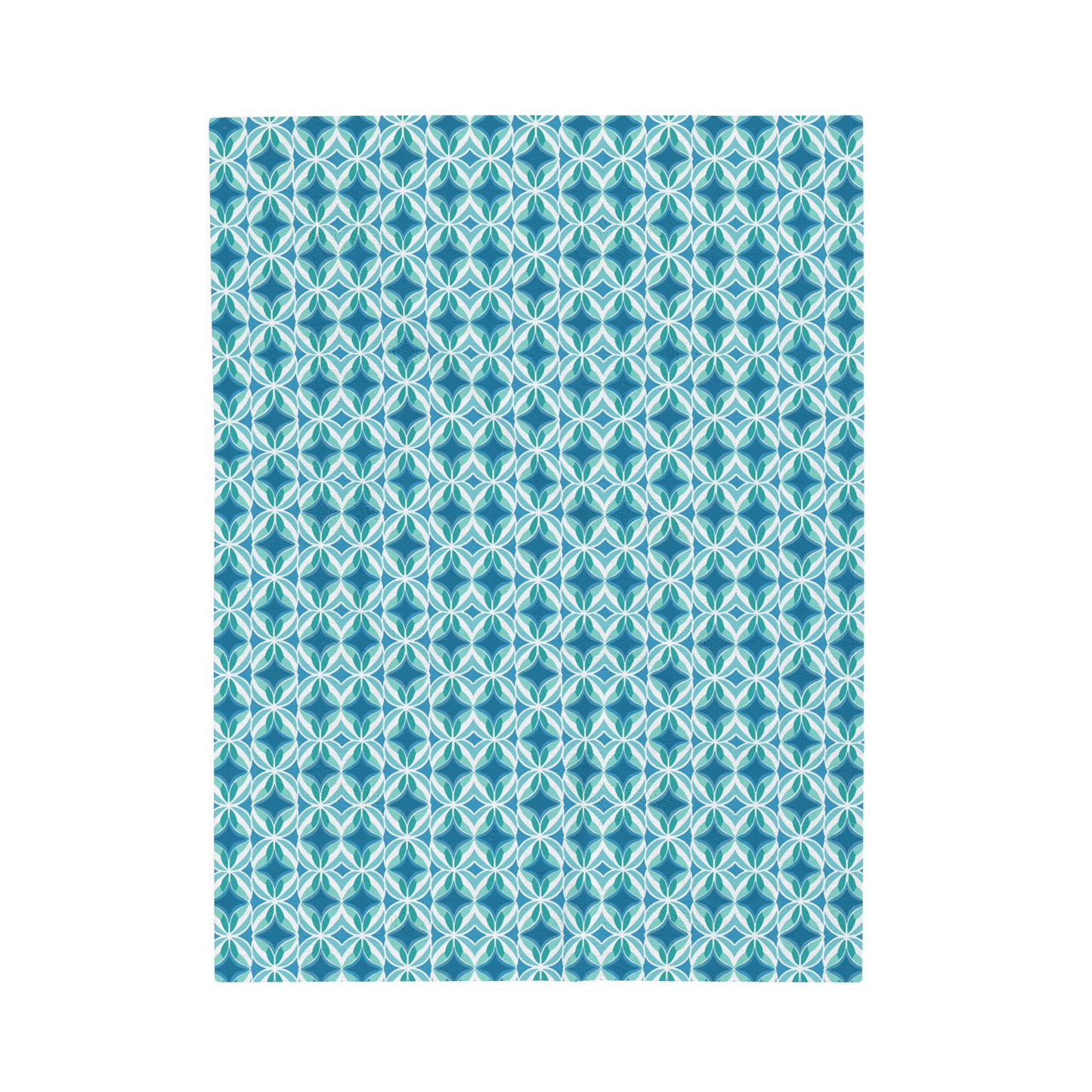 Retro Abstract Blue, Teal, and Aqua Pattern Velveteen Plush Blanket 3 Sizes