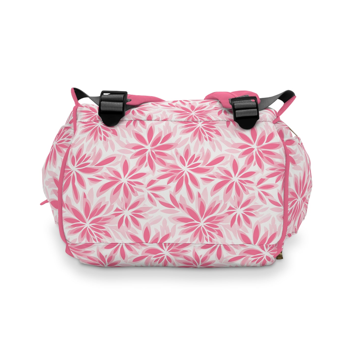 Blush Blooms Soft Pink Floral Pattern Multifunctional Diaper Backpack