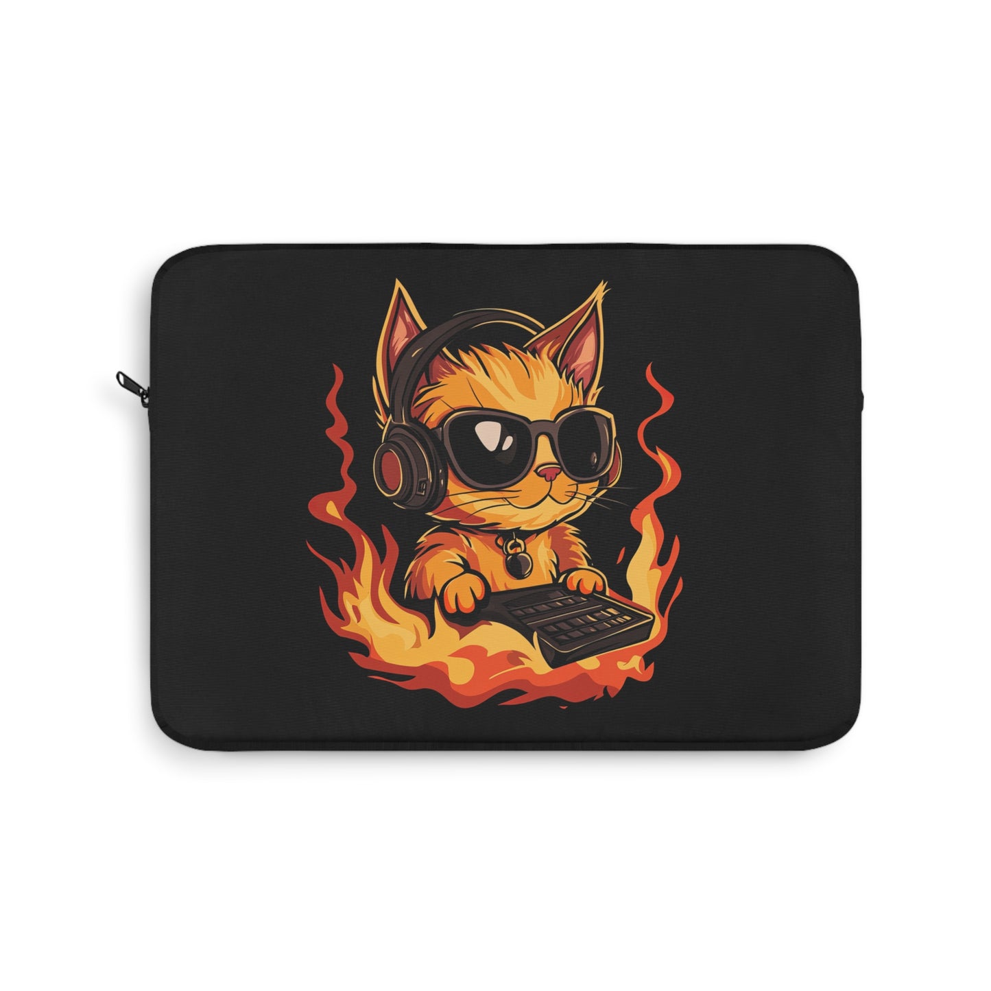 Fire Beats DJ Kitten on the Mix  Laptop or Ipad Protective Sleeve 3 Sizes Available