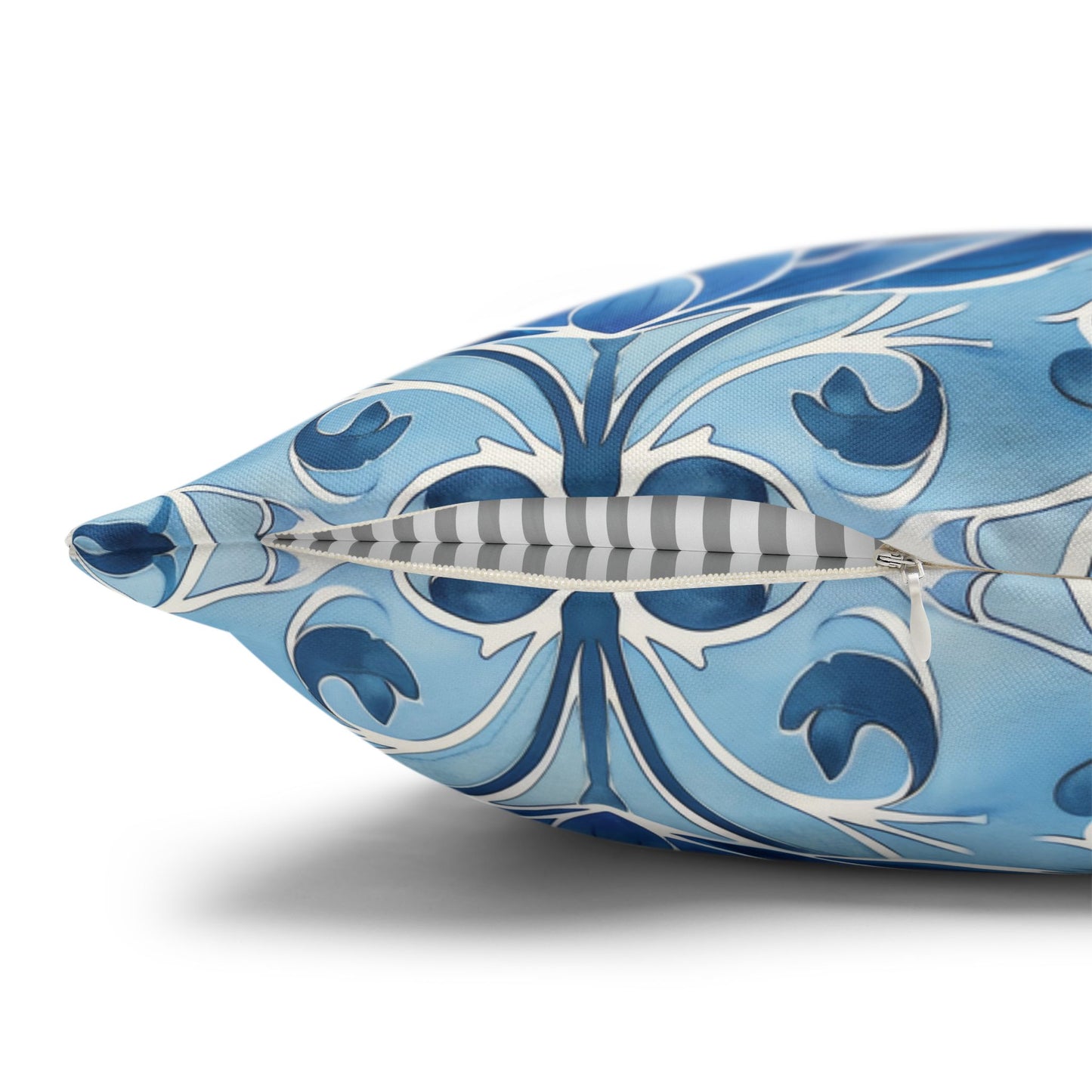 Exquisite Blue Lotus Elegance Floral Mosaic Design Spun Polyester Square Pillowcase 4 Sizes