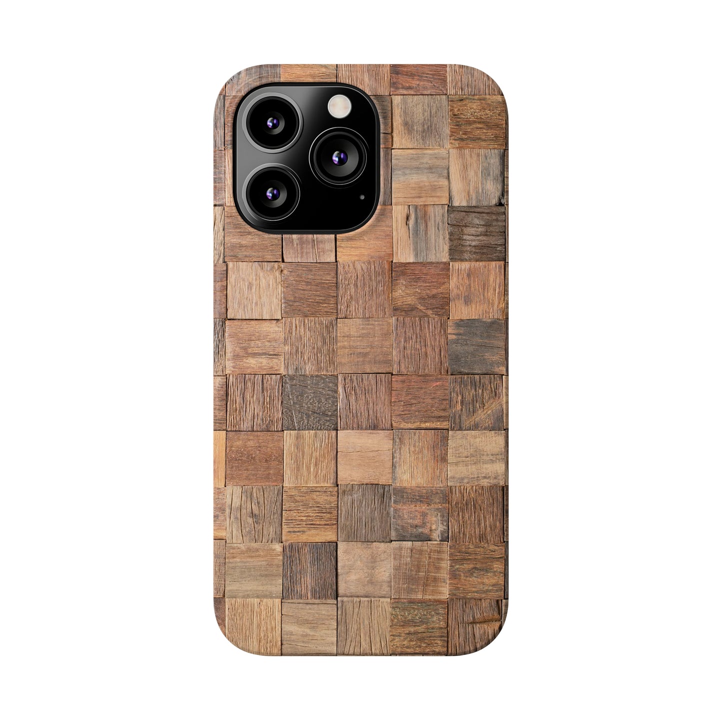 Organic Elegance Natural Woven Wood Design Design Iphone 15-12 Slim Phone Case