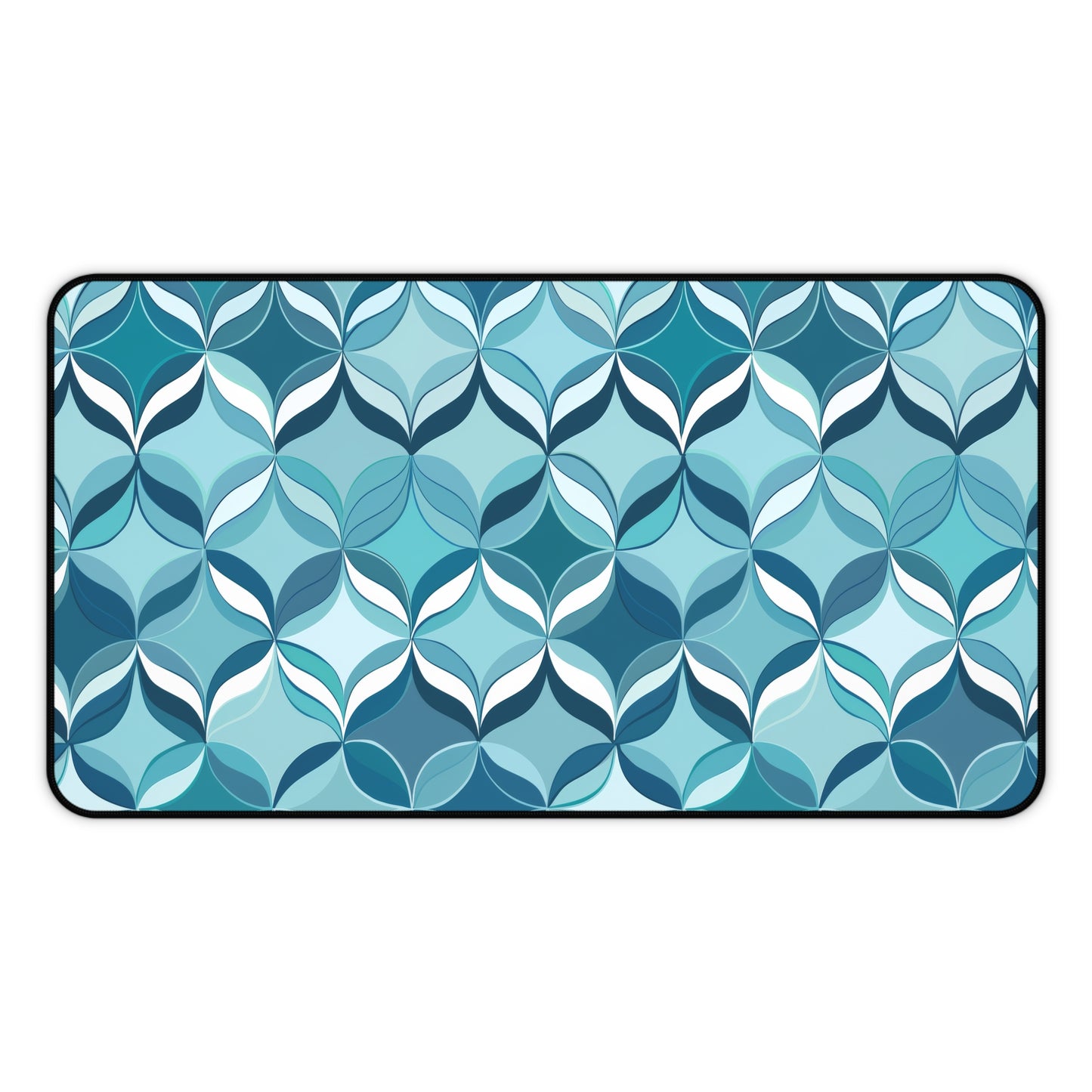 Modern Chic Aqua and Cream Geometric Pattern Extended Gaming Mouse Pad  Desk Mat  - 3 Sizes