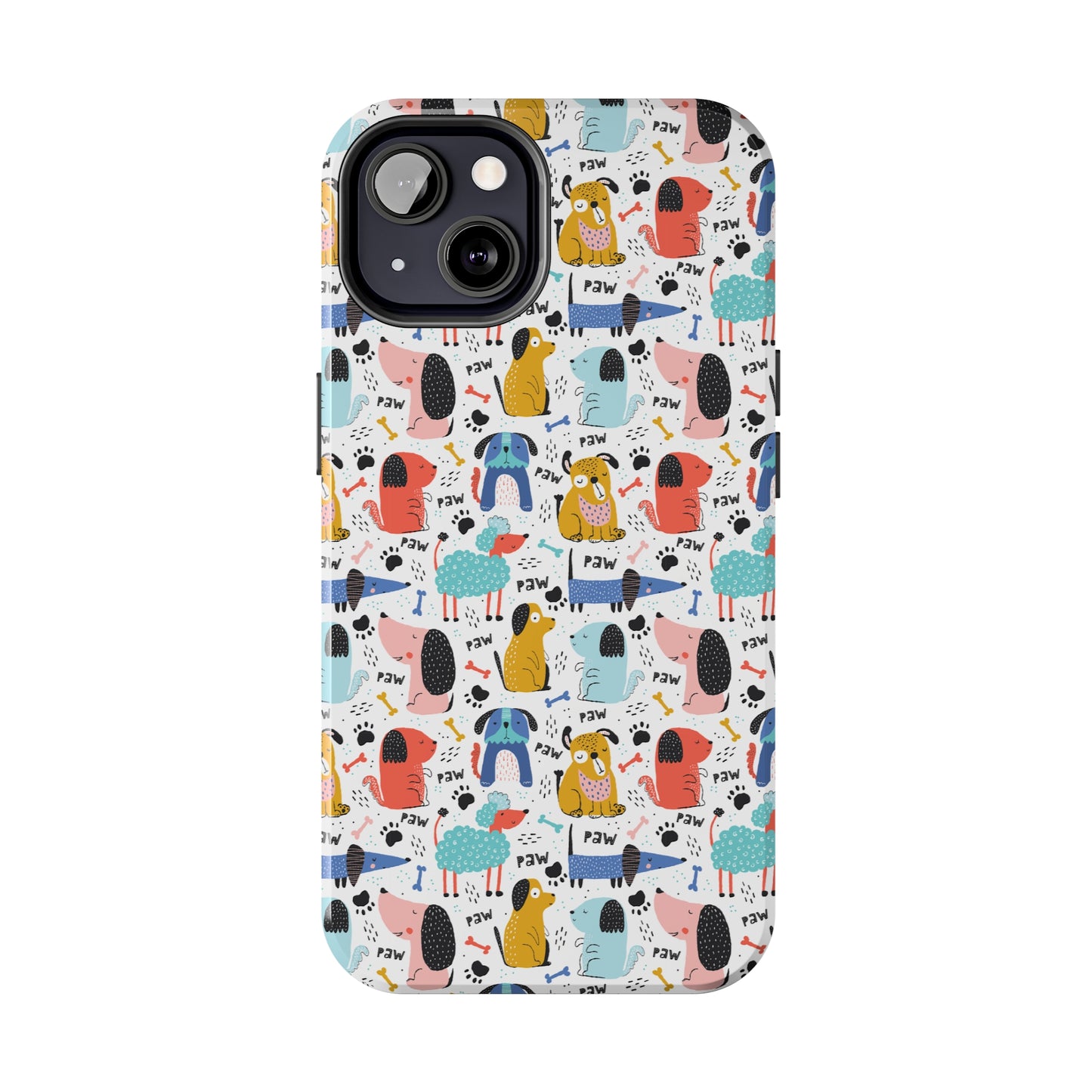 Playful Pups: Colorful Cartoon Dogs Iphone Tough Phone Case