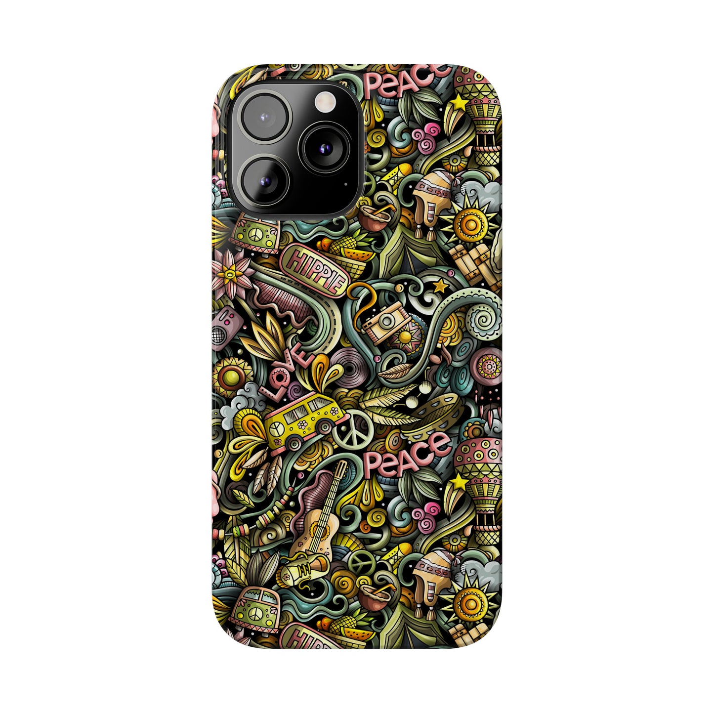 Peace, Love & VW Fun Cartoon Design Iphone 15-12 Slim Phone Case