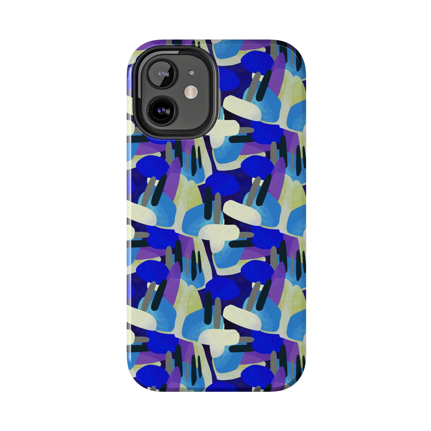 Blue, Purple and Green Abstract Design Iphone Tough Phone Case