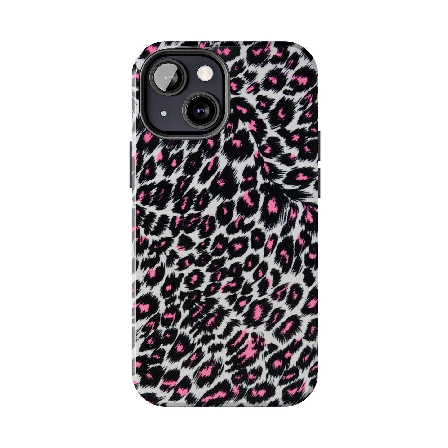 Fierce Femininity Pink and Black Leopard Print Iphone Tough Phone Case