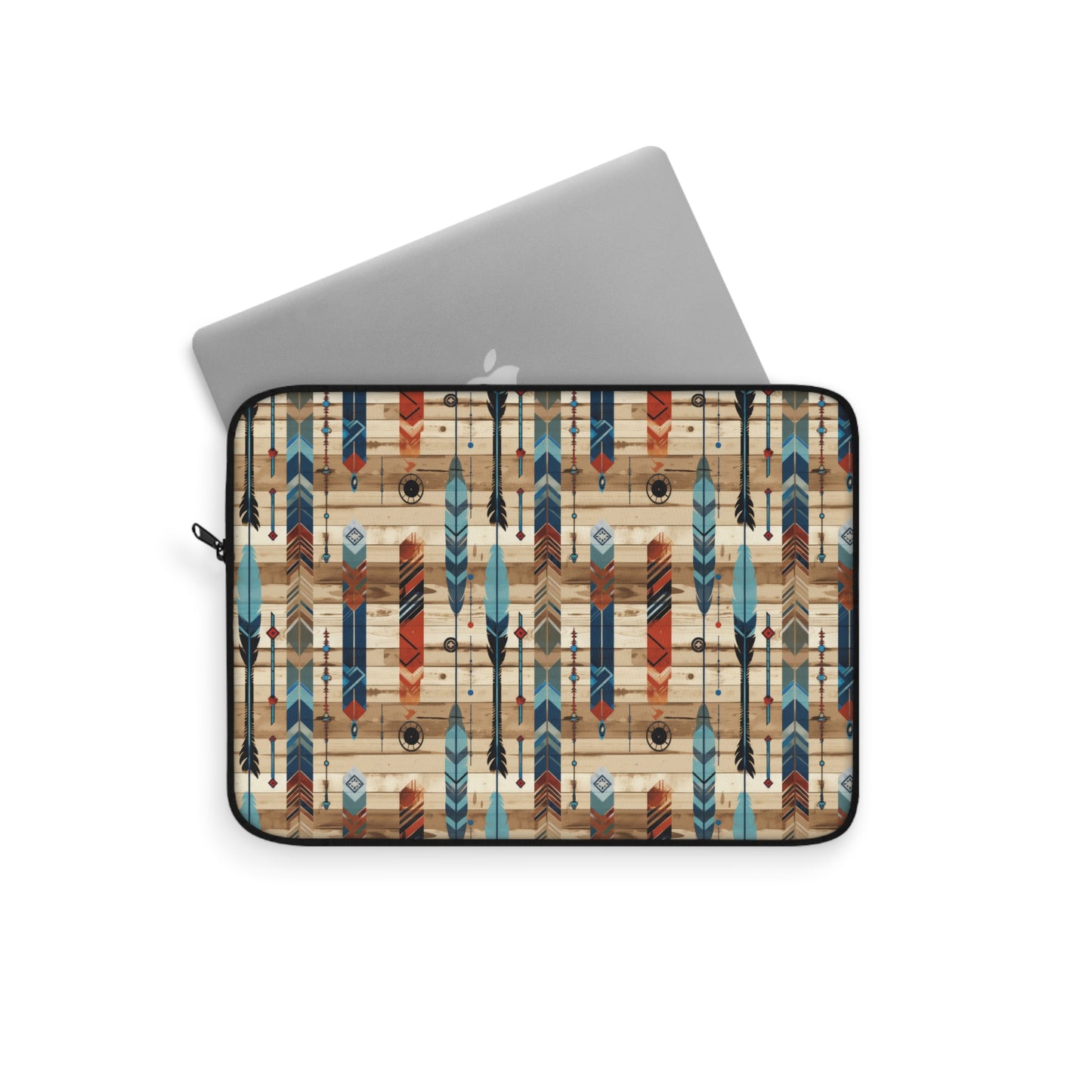 Rustic Boho Southwestern Feathered Arrows with Tribal Geometric Patterns Laptop or Ipad Protective Sleeve 3 Sizes Available