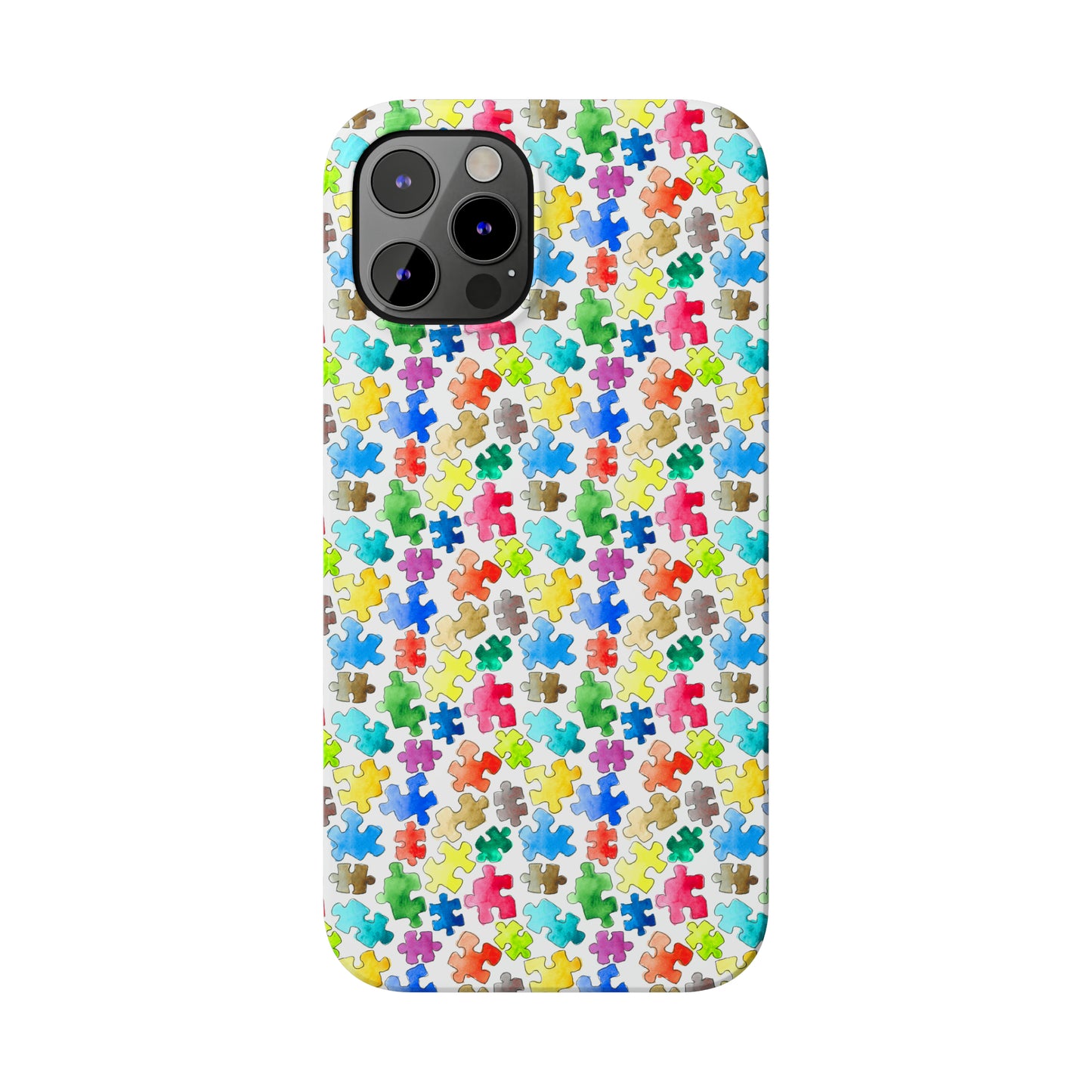 Rainbow Puzzle Pieces Iphone 15-12 Slim Phone Case