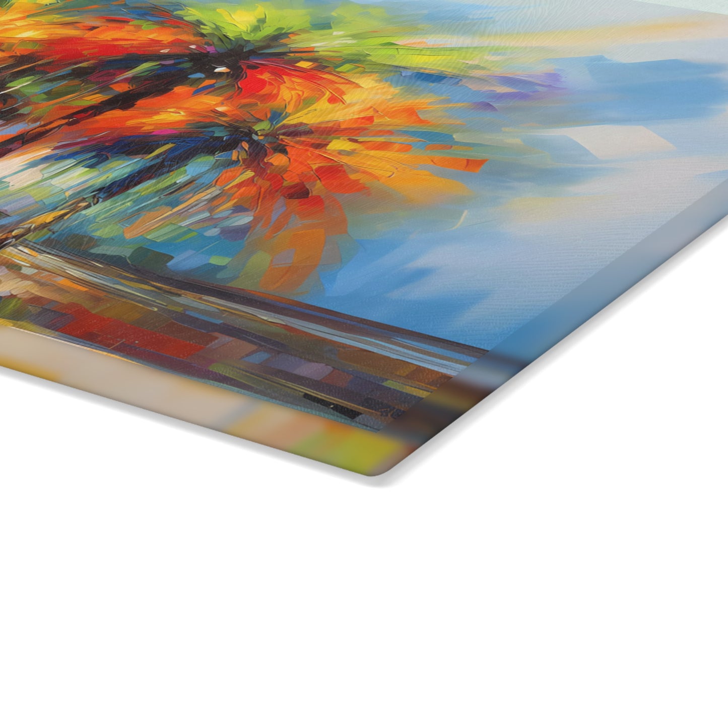 Dynamic Palmettos Abstract Depiction of South Carolina's Iconic Trees  - Glass Cutting Board  8" x 11" and 11" x 15"