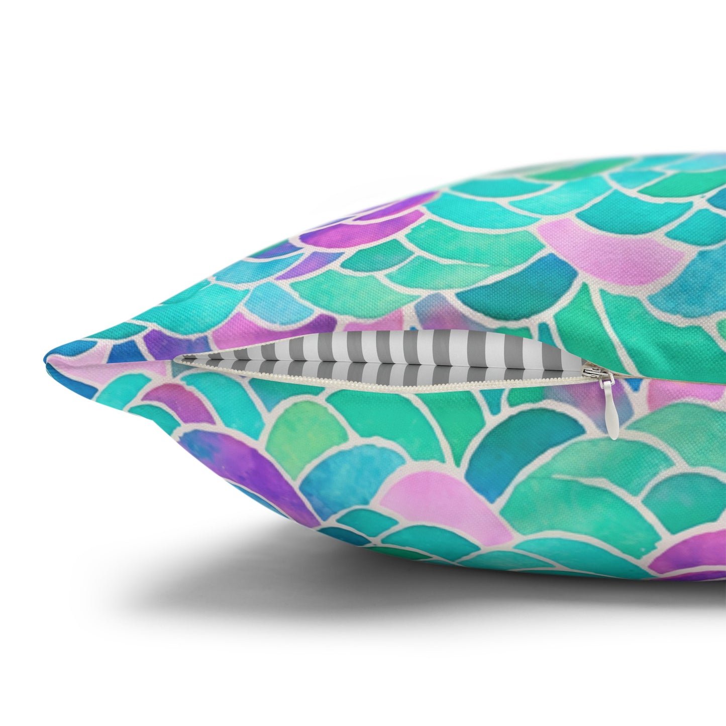 Pastel Seas: Mermaid Tail in Enchanting Pastel Hues Spun Polyester Square Pillowcase 4 Sizes