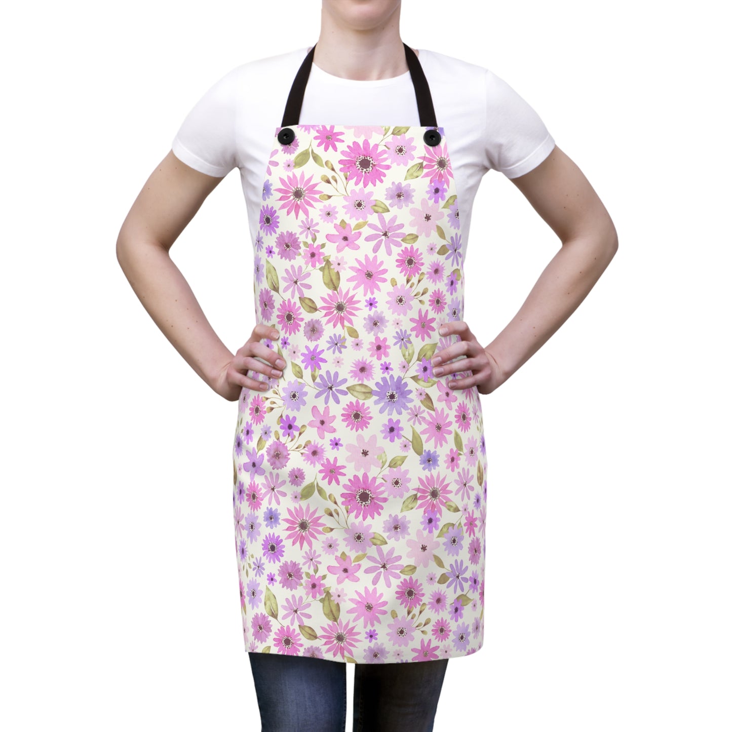 Pink and Purple Flower Design - Kitchen Chef Apron