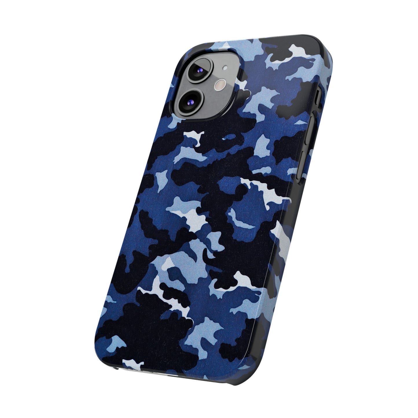 Deep Sea Concealment: Navy Blue Camouflage Iphone 15-12 Slim Phone Case