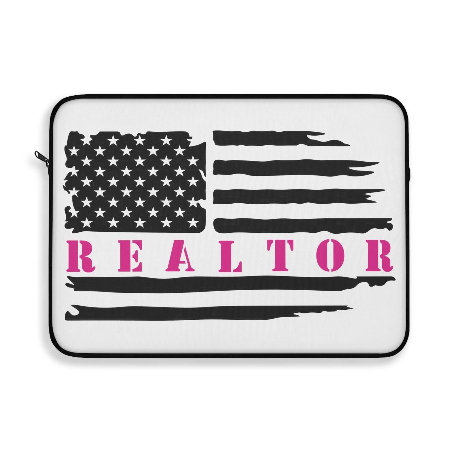 American Flag & Realtor Black & Pink Laptop or Ipad Protective Sleeve 3 Sizes