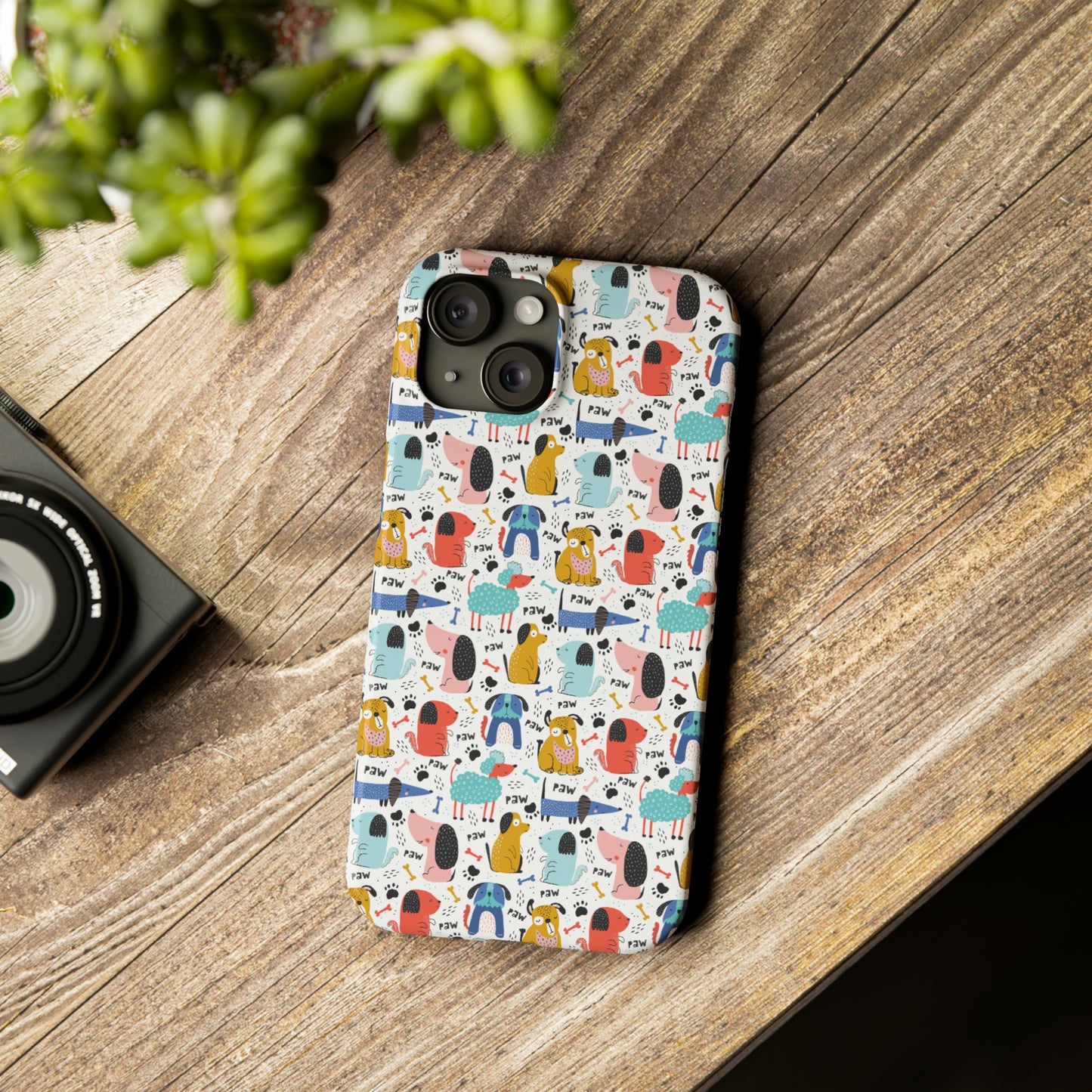 Playful Pups: Colorful Cartoon Dogs Iphone 15-12 Slim Phone Case