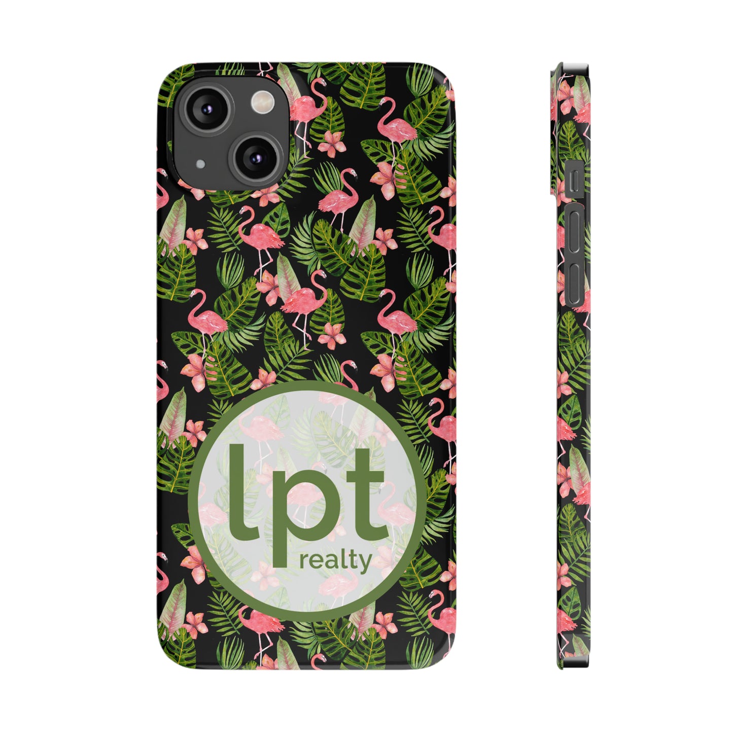 LPT Realty Logo -  Tropical Flamingos Iphone 15-12 Slim Phone Case