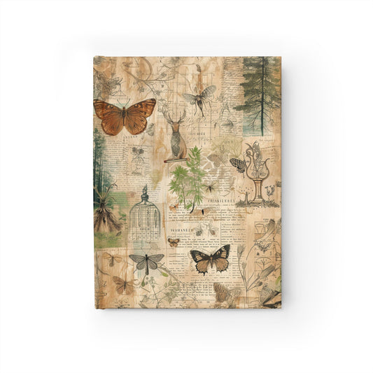 Botanical and Herb Garden with Butterflies - Hardcover Ruled Line Journal 5" x 7"