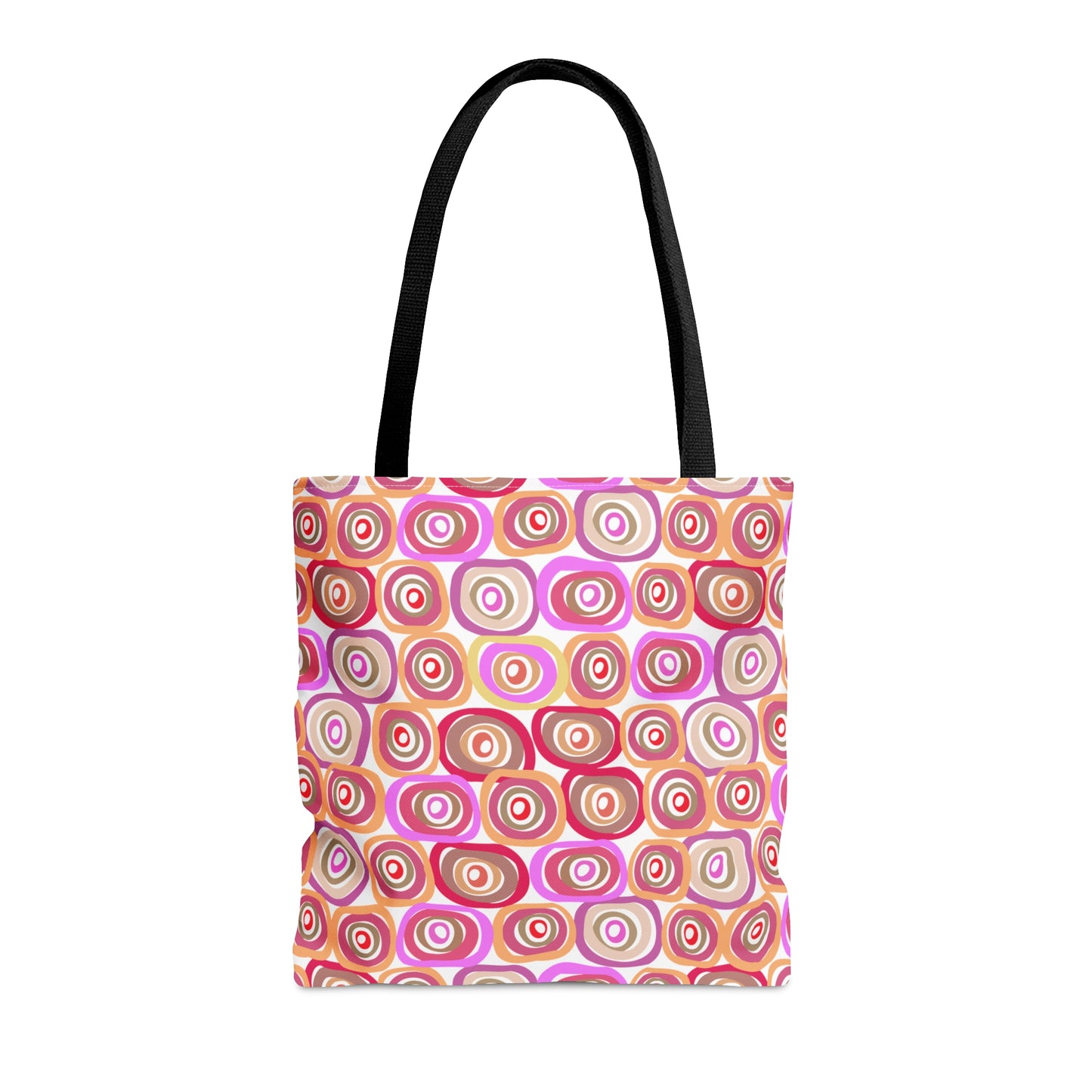 Modern Geometric Art Vibrant Pink, Orange and Tans Circles Pattern Canvas Tote 3 Sizes