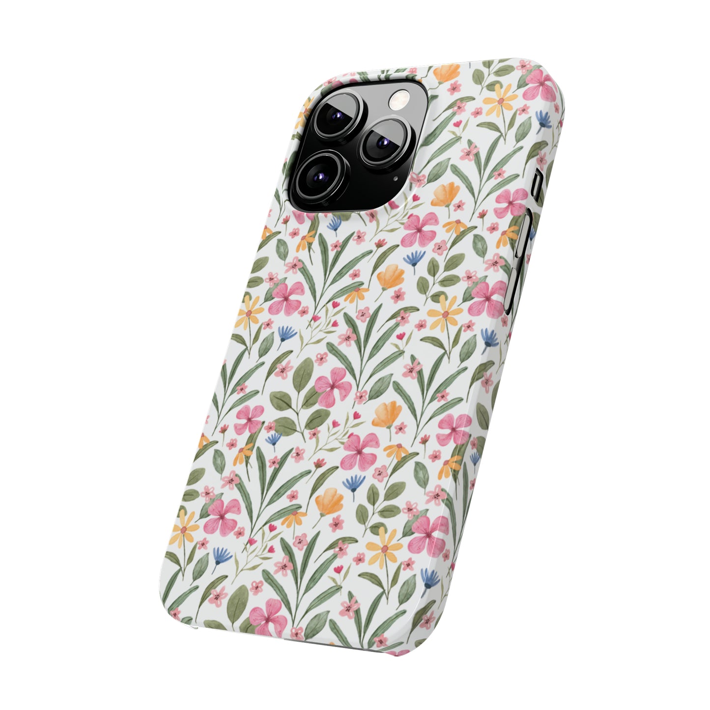 Pink Watercolor Spring Flowers Iphone 15-12 Slim Phone Case