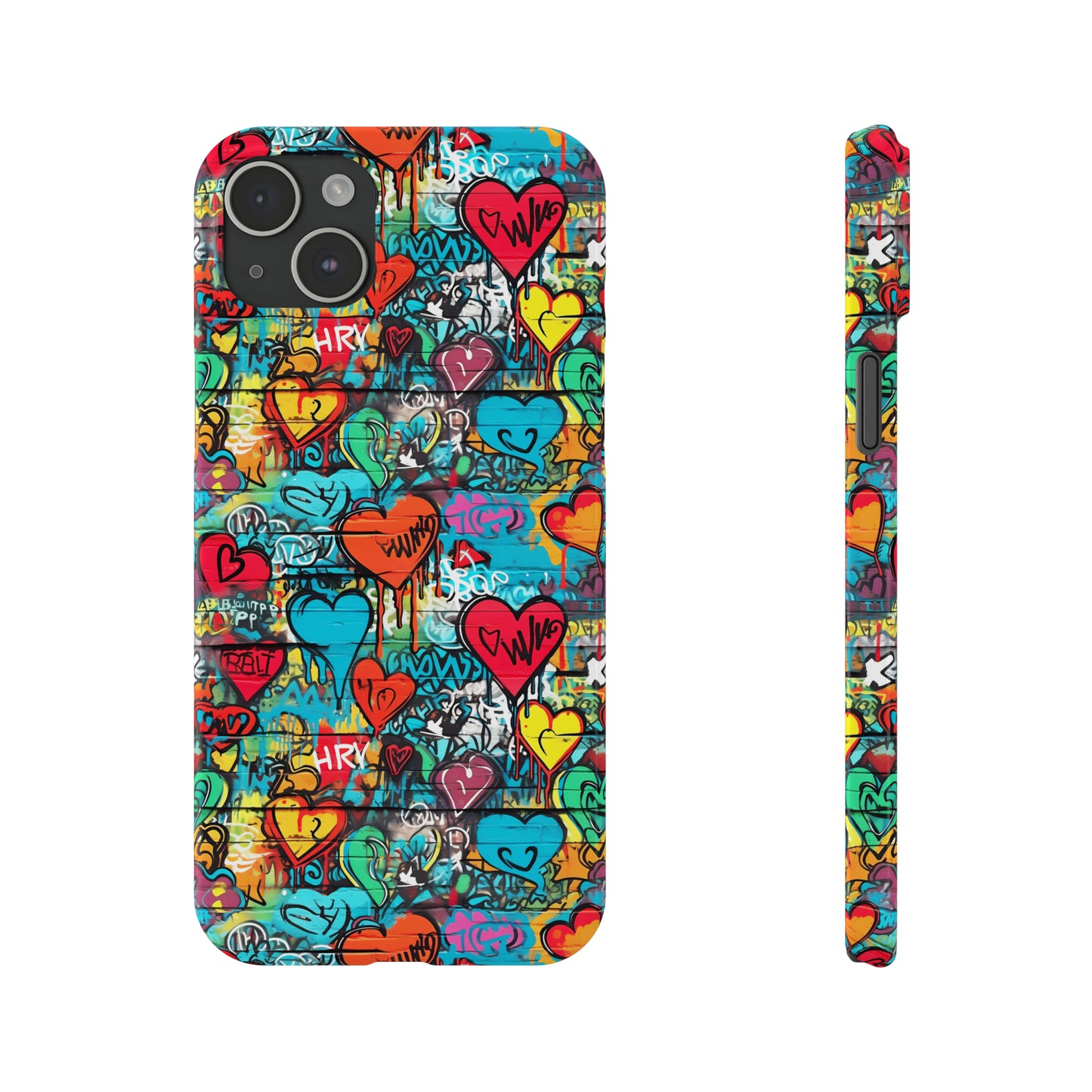 Street Art Graffiti Hearts Design Iphone 15-12 Slim Phone Case