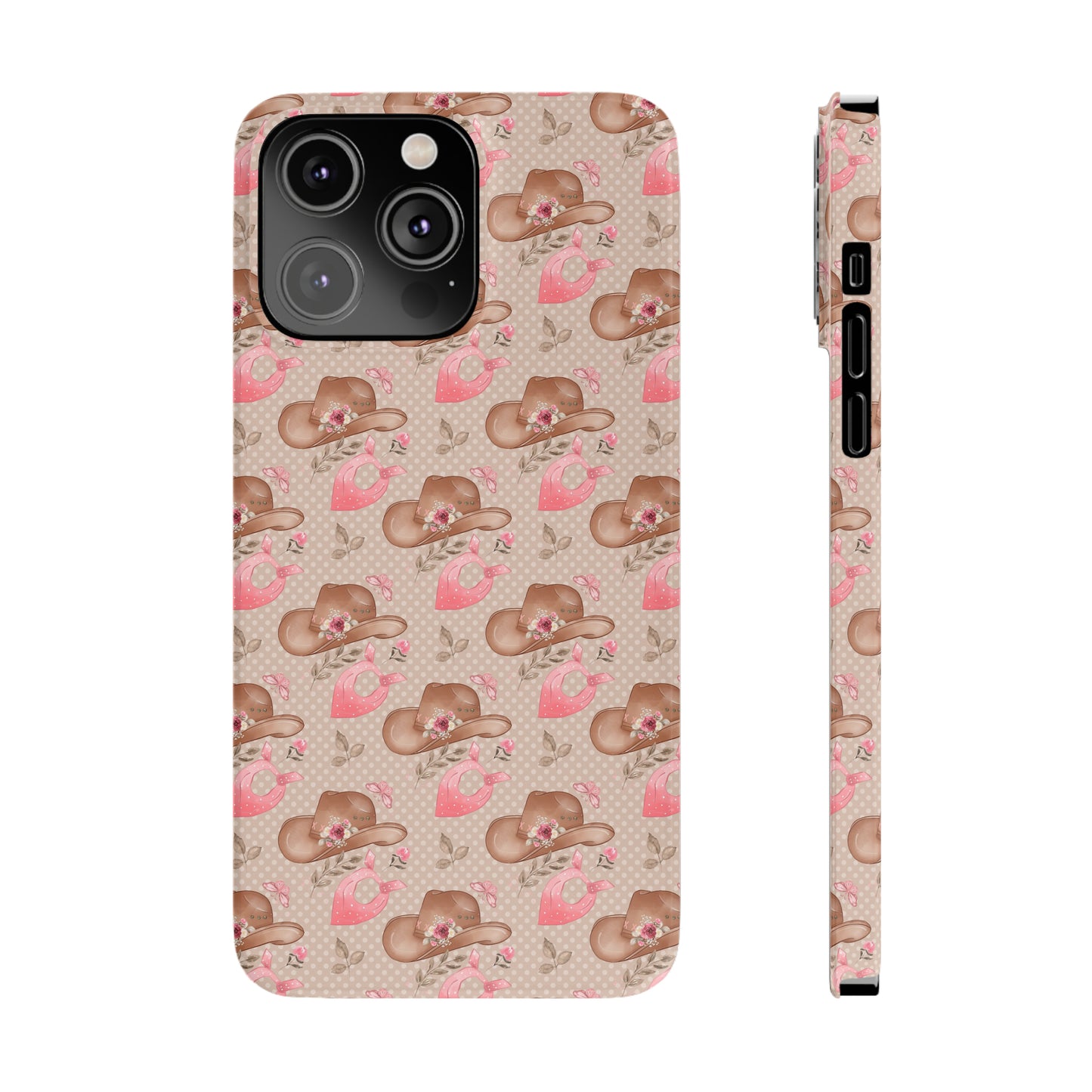 Western Cowgirl Hat with Flowers Iphone 15-12 Slim Phone Case