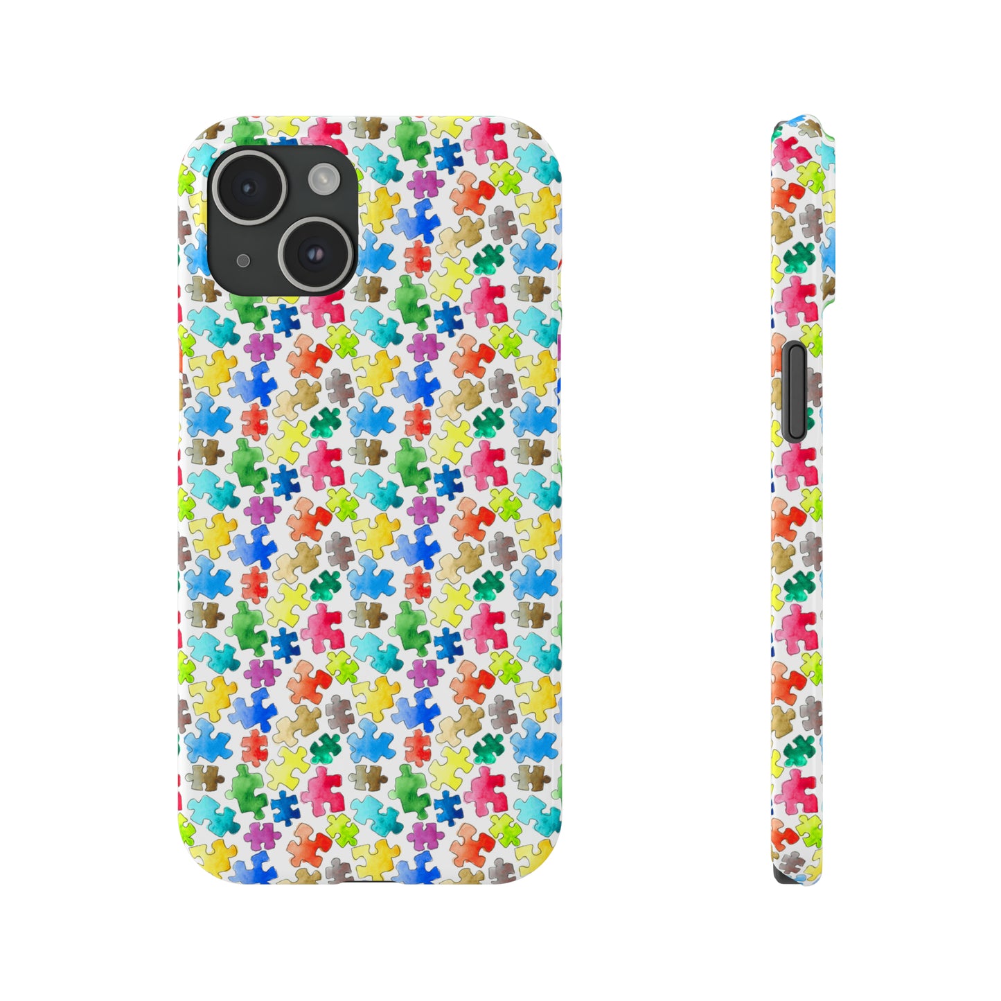 Rainbow Puzzle Pieces Iphone 15-12 Slim Phone Case