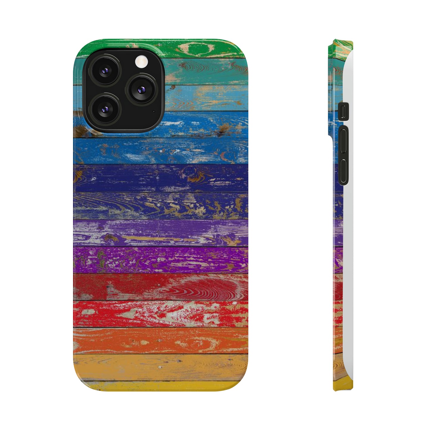 Rainbow Wood Planks Iphone 15-12 Slim Phone Case