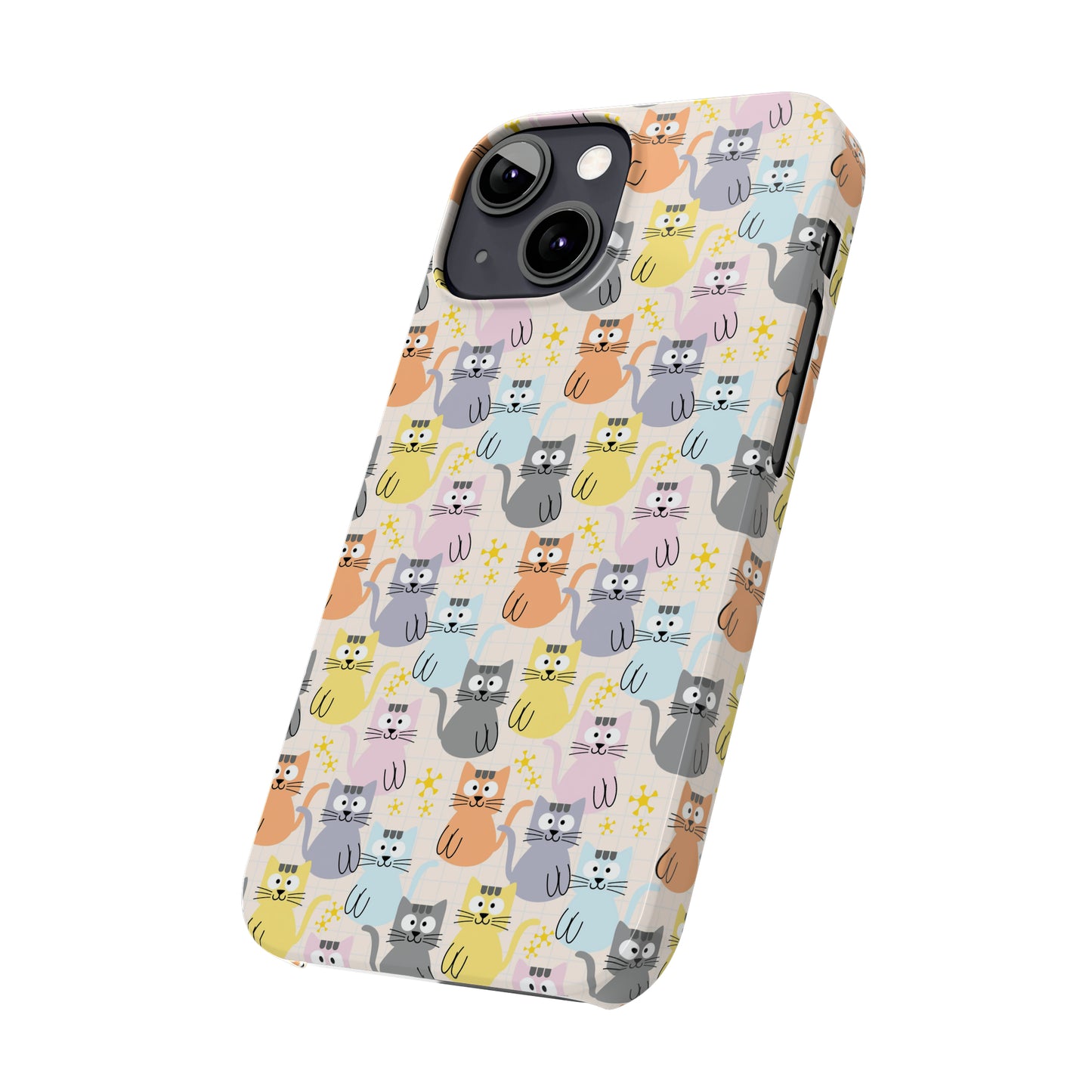 Adorable Cartoon Kitties: Pastel-Colored and Overflowing with Cuteness Iphone 15-12 Slim Phone Case