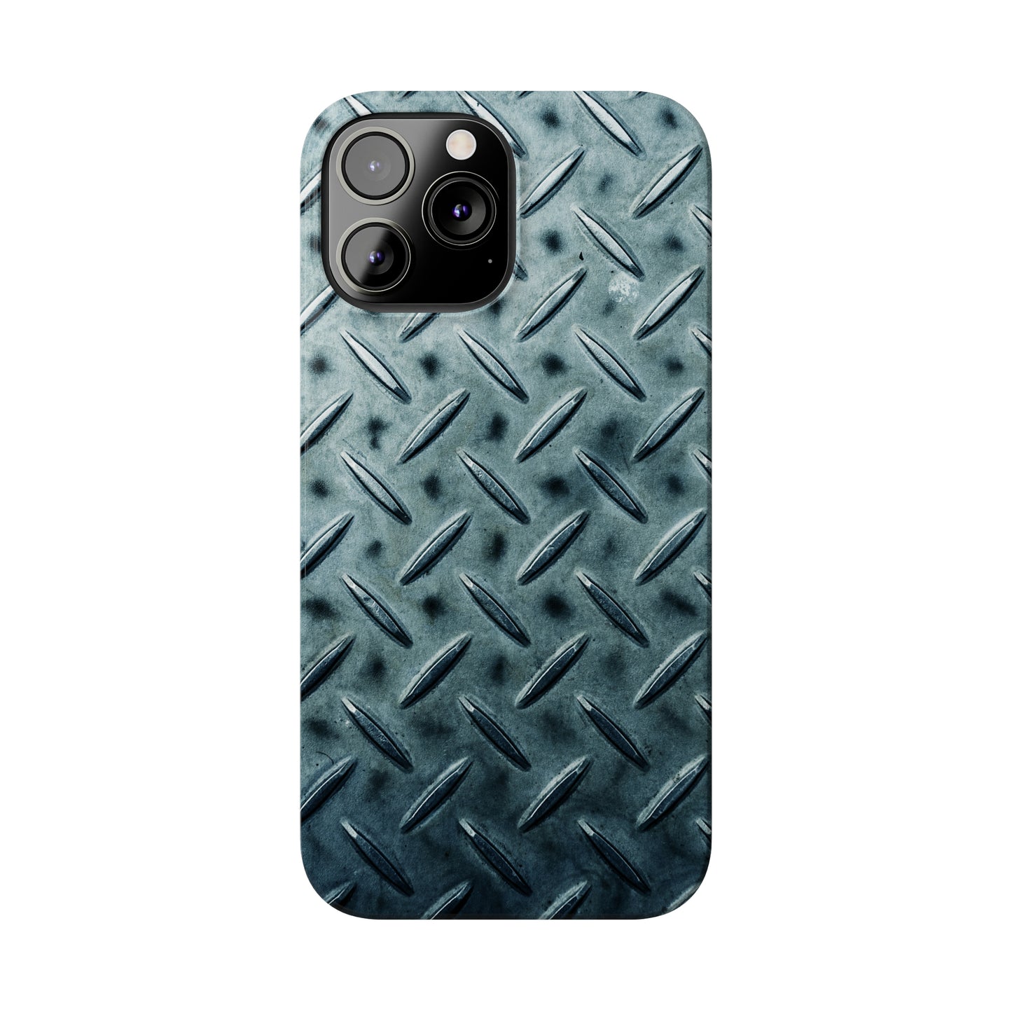 Blue Steel Diamond Plate Design Iphone 15-12 Slim Phone Case