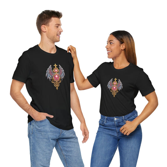 DND Sword with Wings and Pink Jewels - Short Sleeve T-Shirt XS-5XL